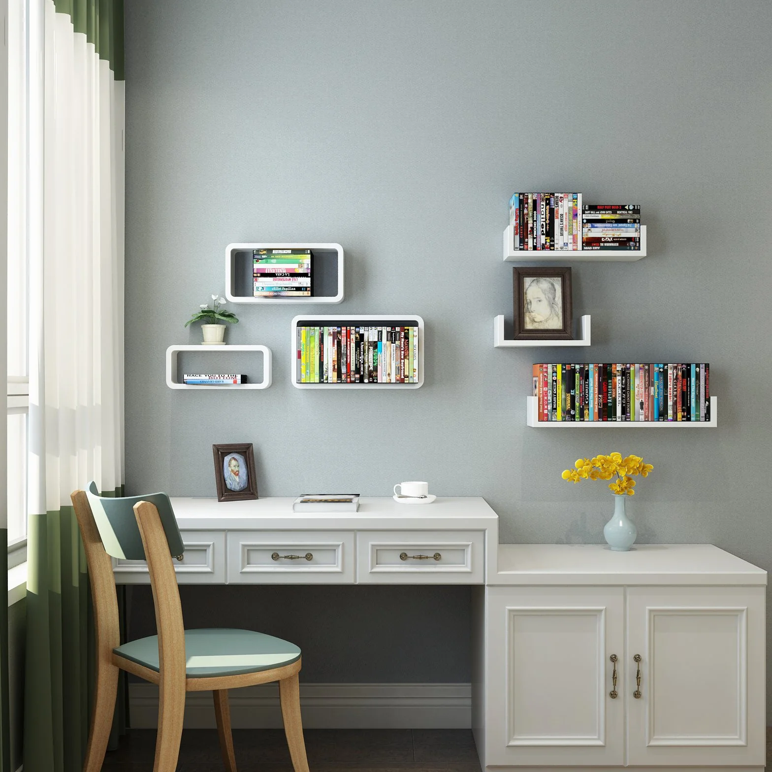 SONGMICS Estantes para Libros Juego de 3 CDs Estanterías de Pared Cubos Retro Blanco LWS97W