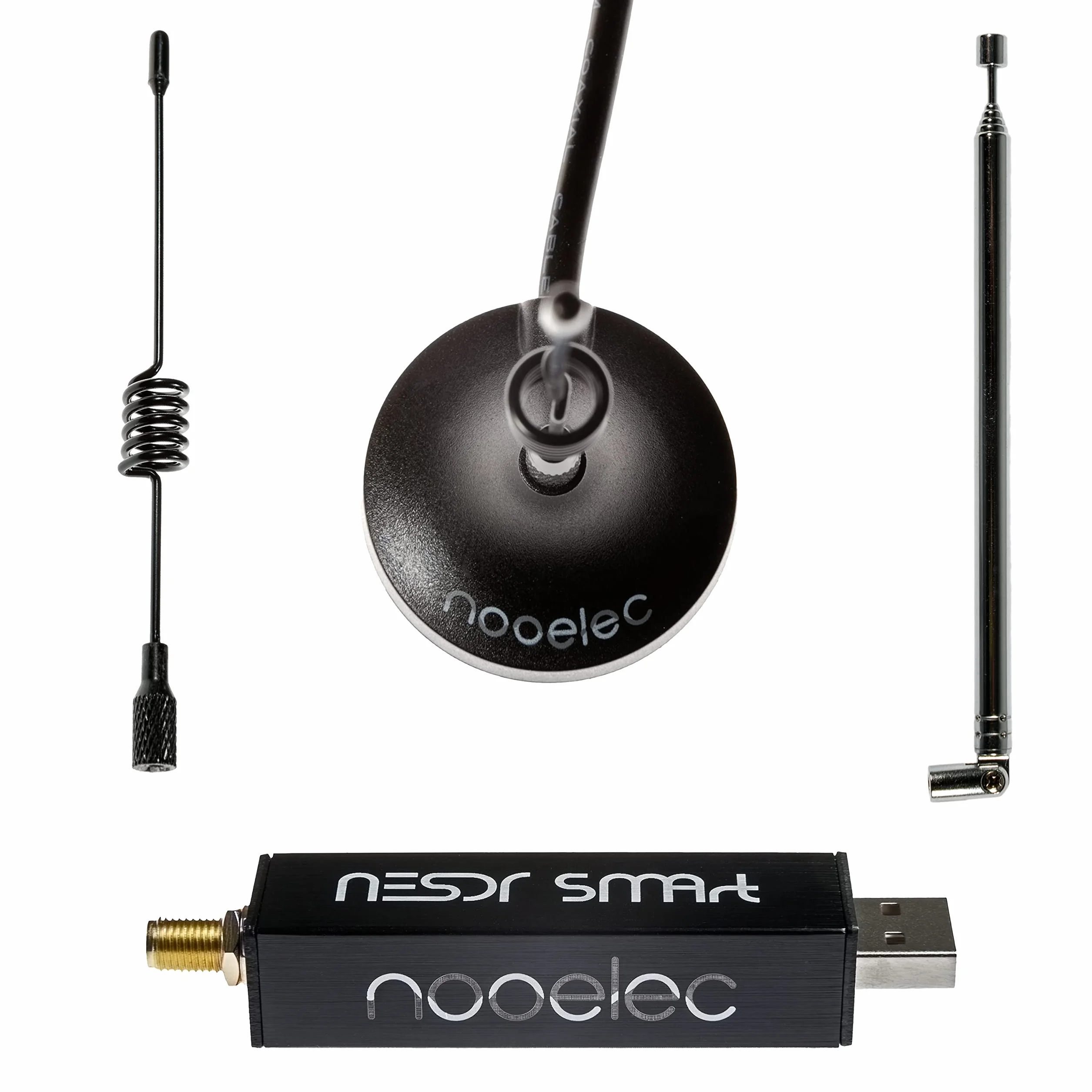 NooElec NESDR SMArt HF Paquete: 100kHz-1.7GHz Juego de Radio Definido por Software (SDR) para HF/UHF/VHF incluyendo RTL-SDR, Upconverter Ham It Up Ensamblado, Balun, Adaptadores y Cables