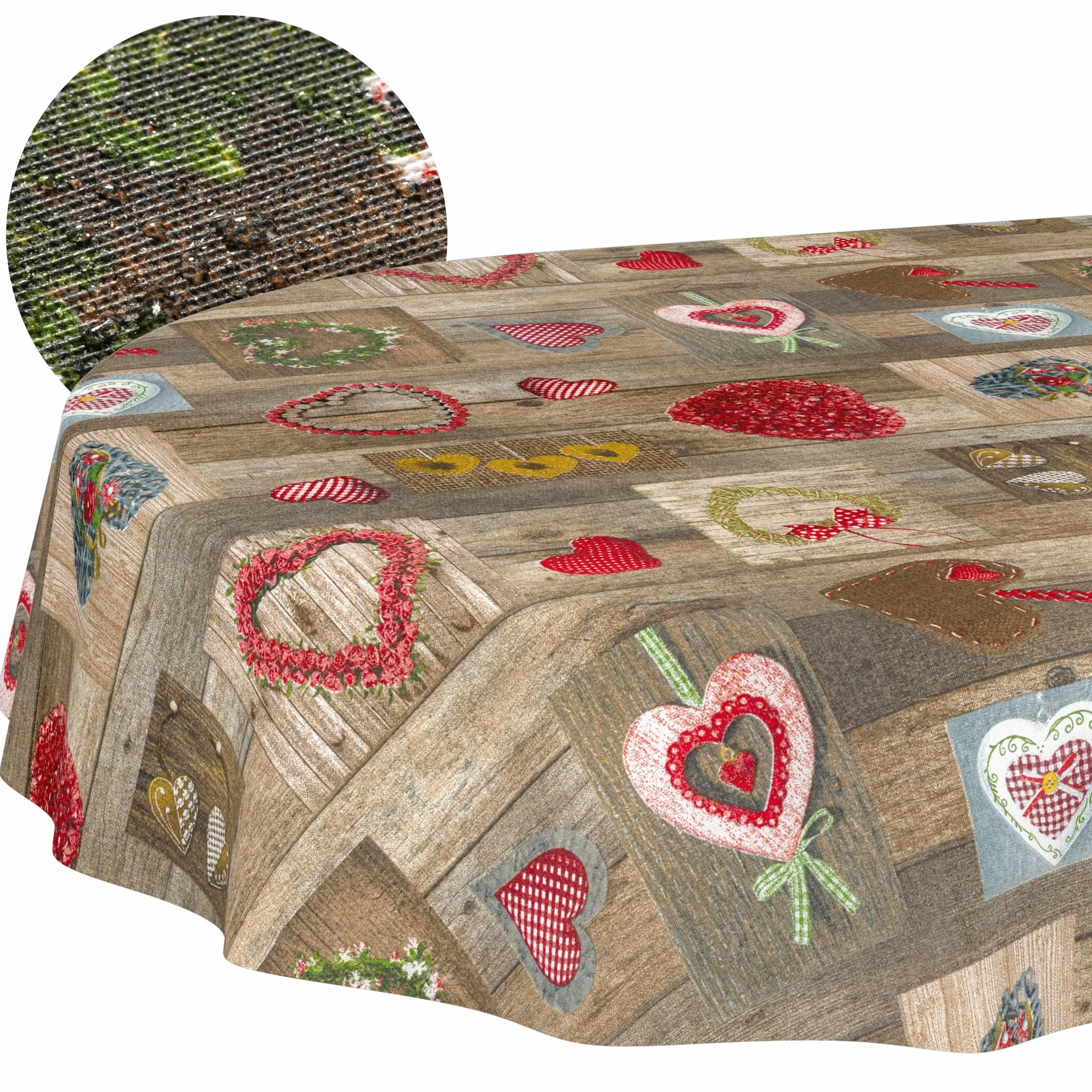 ANRO Mantel Lavable Impermeable Efecto Loto 160x140 cm Ovalado Forma de Corazón