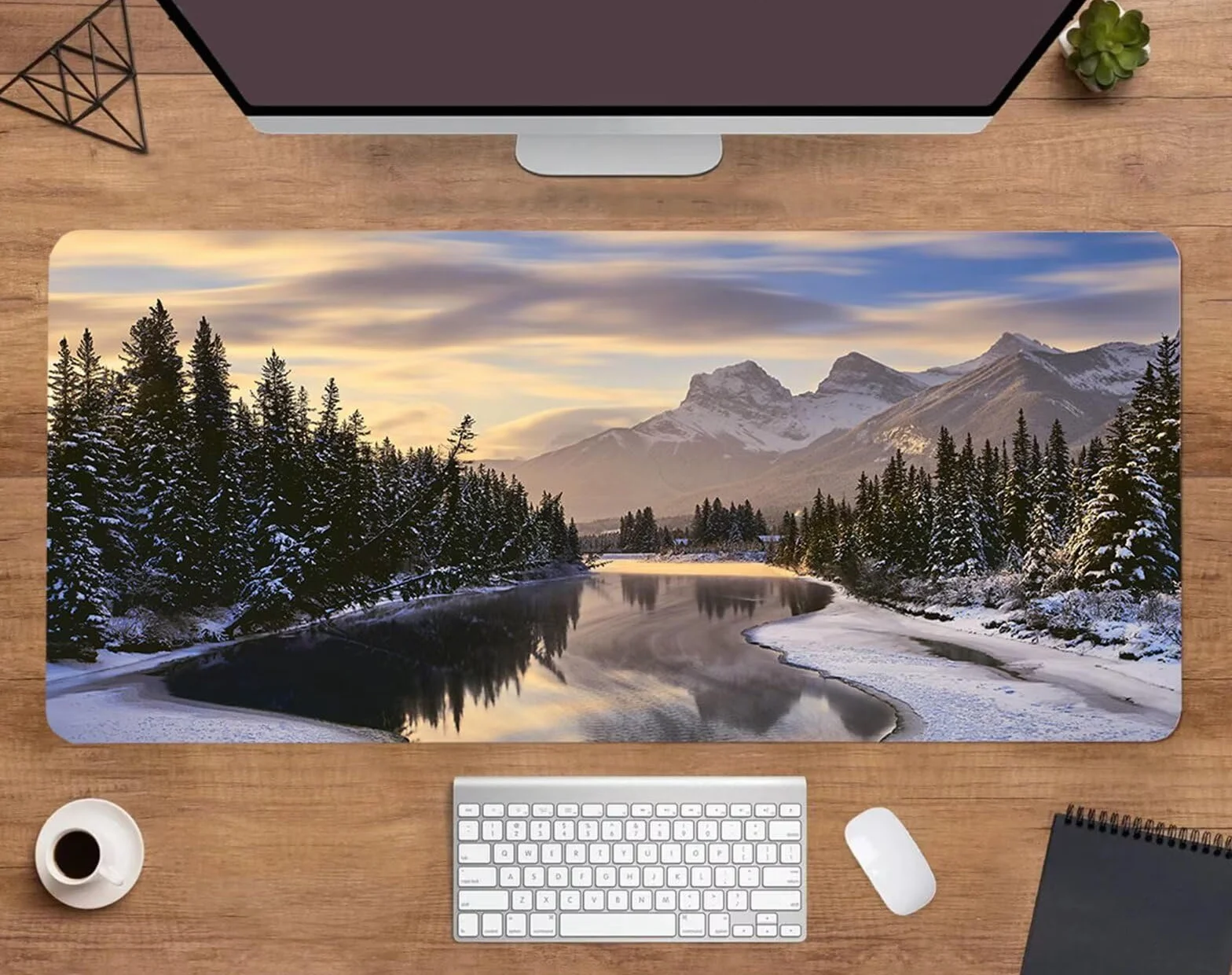 Alfombrilla Ratón XXL 1000x500x3mm Mouse Pad Grande Gaming,Alfombrilla Antideslizante,Tapete Escritorio con Bordes Cosidos,Alfombrilla Ratón para Jugadores, PC, Oficina, Arboleda del río Invernal