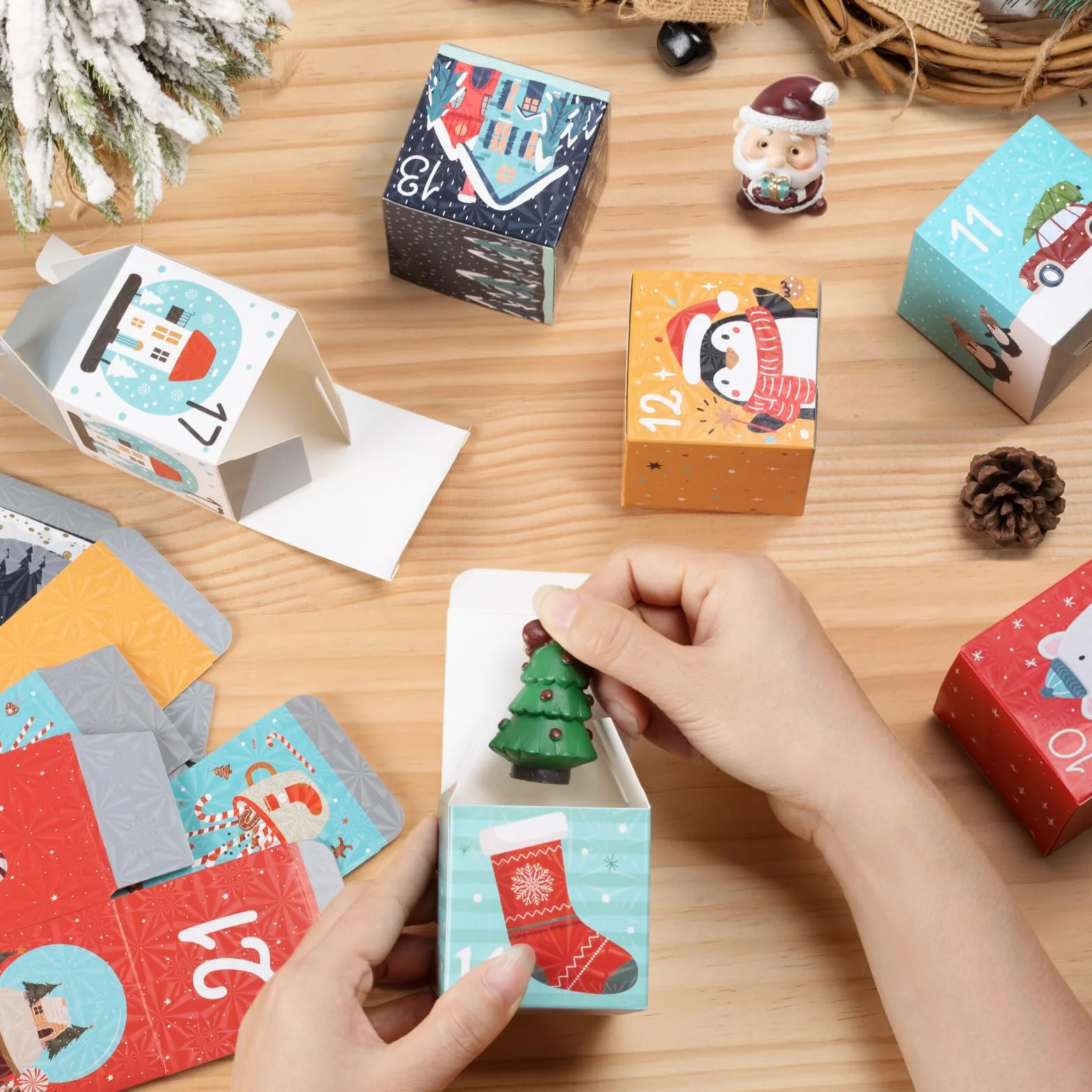 Calendario de Adviento DIY Vacío con Números 24 Cajas Personalizable Navidad 2025
