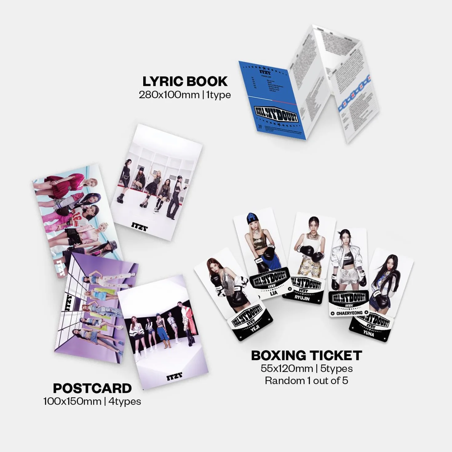 ITZY KILL MY DOUBT PHOTOBOOK C Ver. Photobook Champion Belt Photocards Lyric Book CD Poster Pin Badges