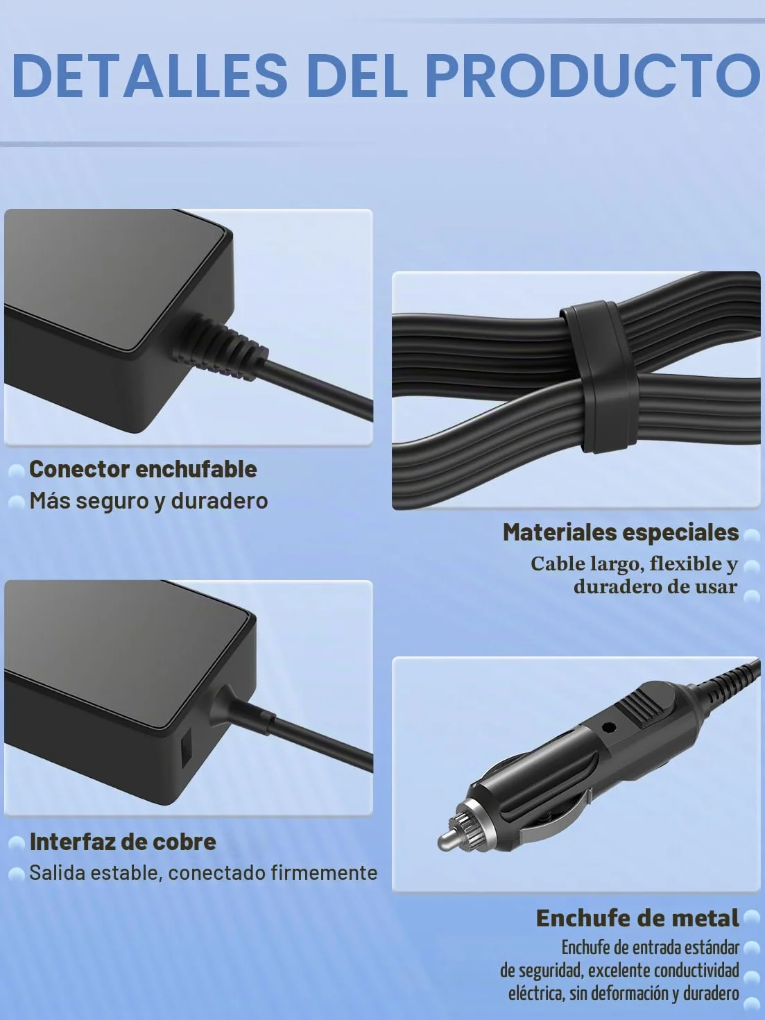 USB C 100W 12V Cargador Compatible con Automóvil Lenovo/HP/DELL/Acer/ASUS/MacBook/Samsung/MSI/LG Surface Pro 11 10 9 8 7+ Google Chromebook Laptop iPad ROG Ally Legion Go Otros Dispositivos