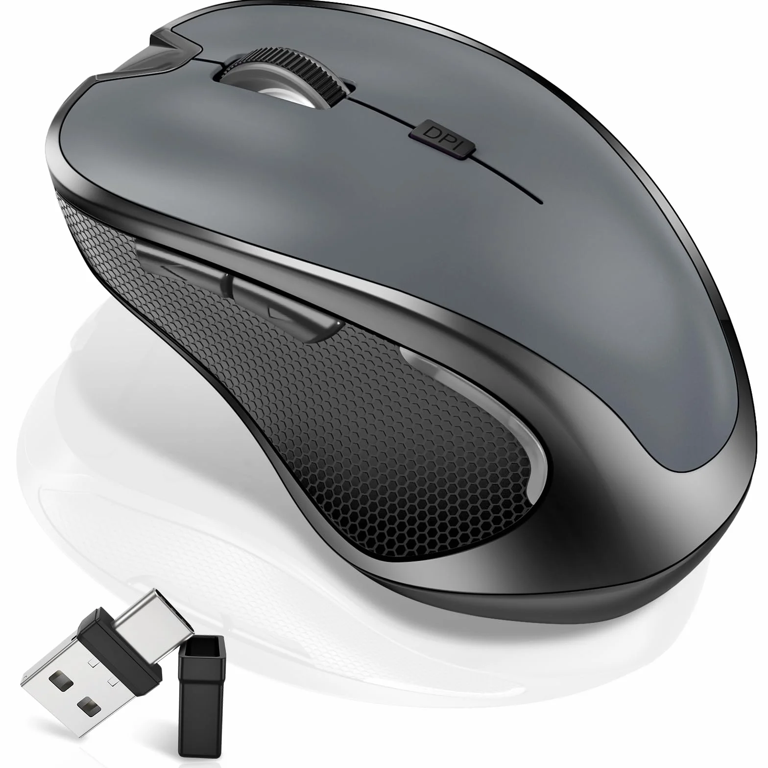 Ratón para MacBook, mouse inalámbrico Bluetooth, portátil, MacBook Air, Mac Pro, recargable, silencioso, PC, iPad, ratón óptico con interruptor de modo dual Jiggler, Bluetooth 5.2/3.0 y receptor USB
