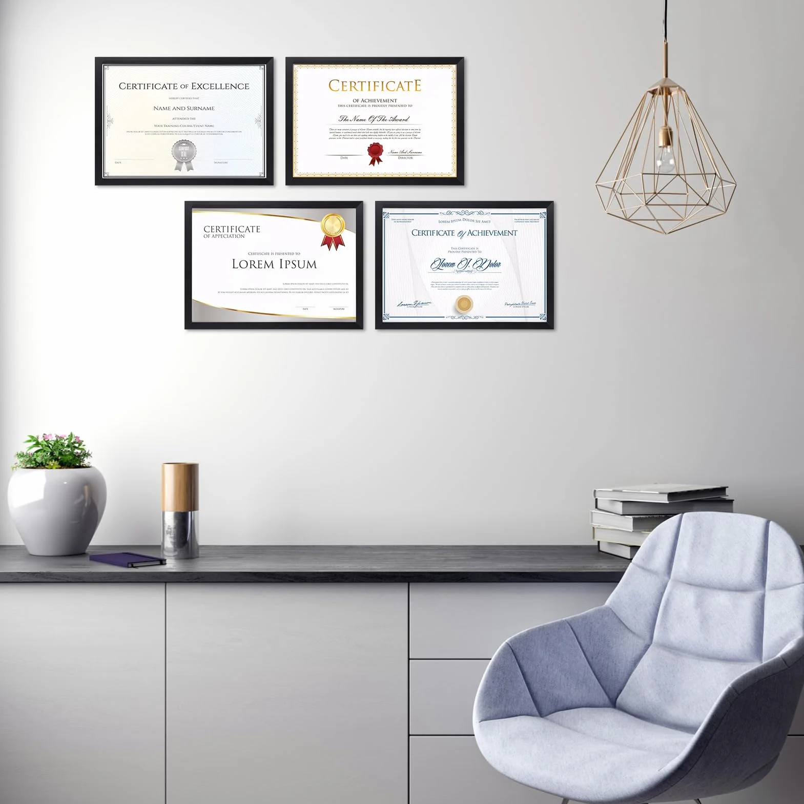 Giftgarden Marco A4 21x29,7 cm Negro para Certificados, Diplomas y Documentos
