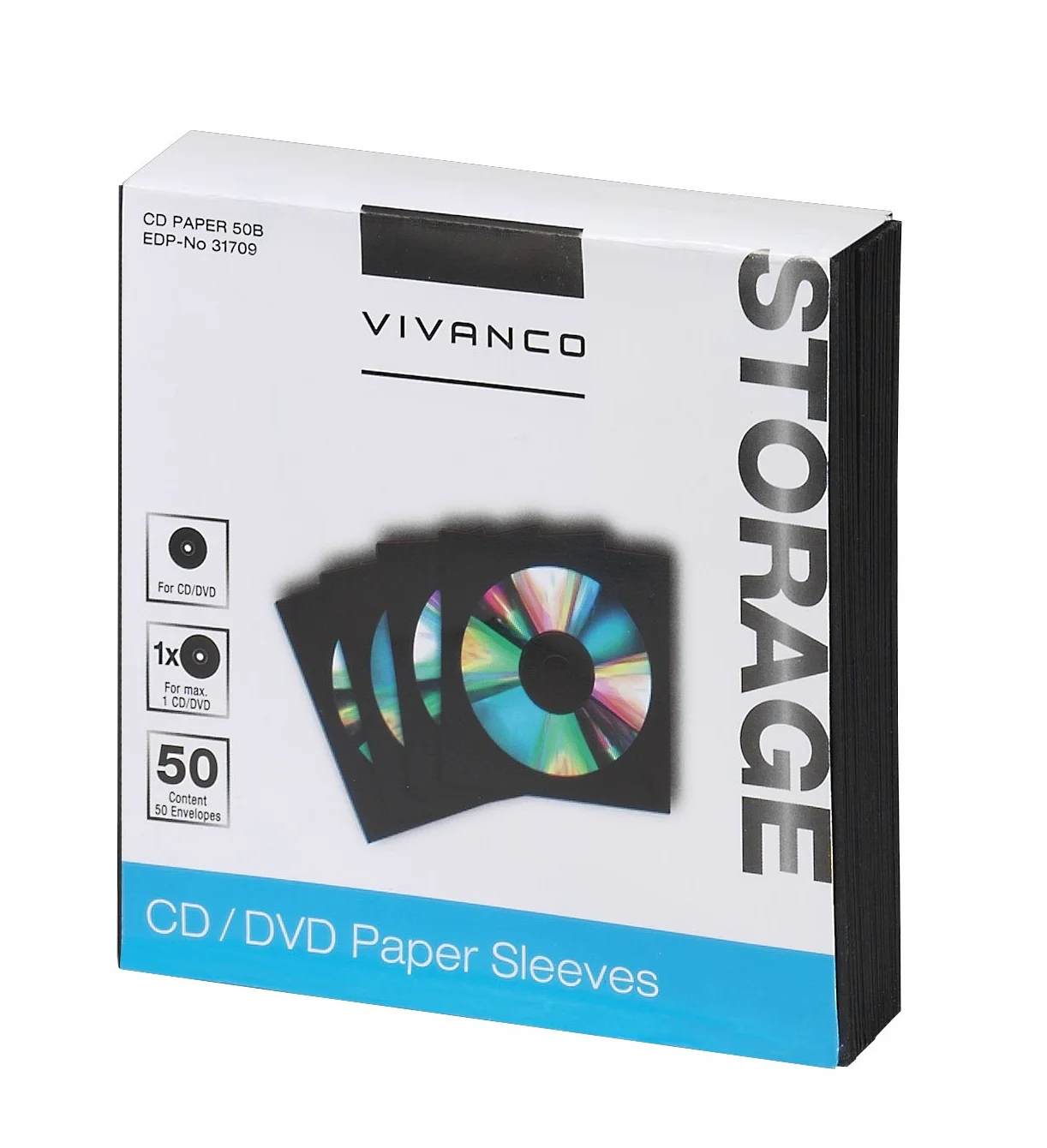 Vivanco - Funda de Papel para CD y DVD Negro 50 Unidades