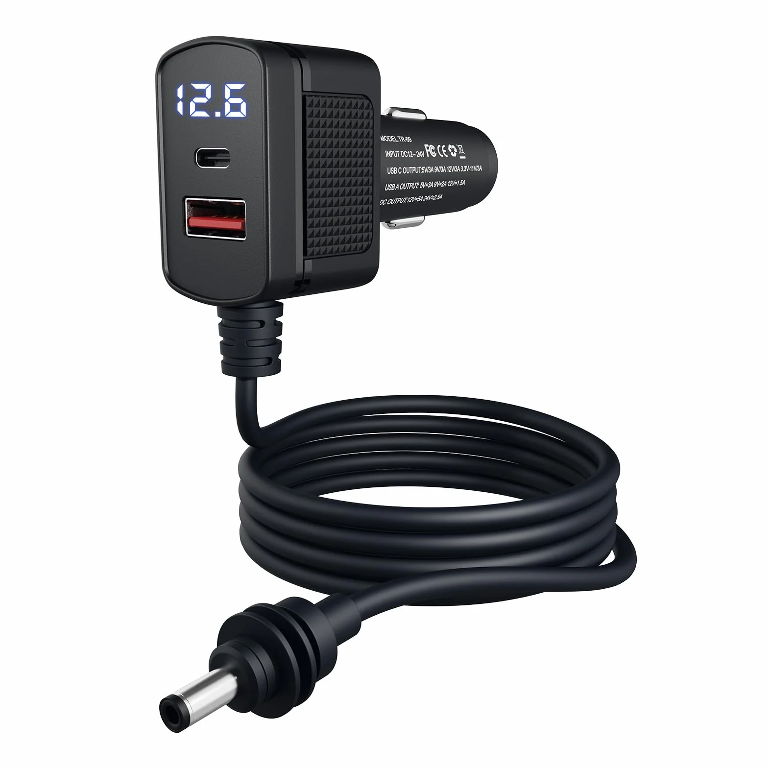 Adaptador de Coche para Starlink Mini de MMOBIEL – Cargador USB de Encendedor 12V–24V DC – Cable Resistente de 3M (60W), Puertos Dobles USB-C y A (33W), Pantalla LCD de Voltaje – para Vehículos