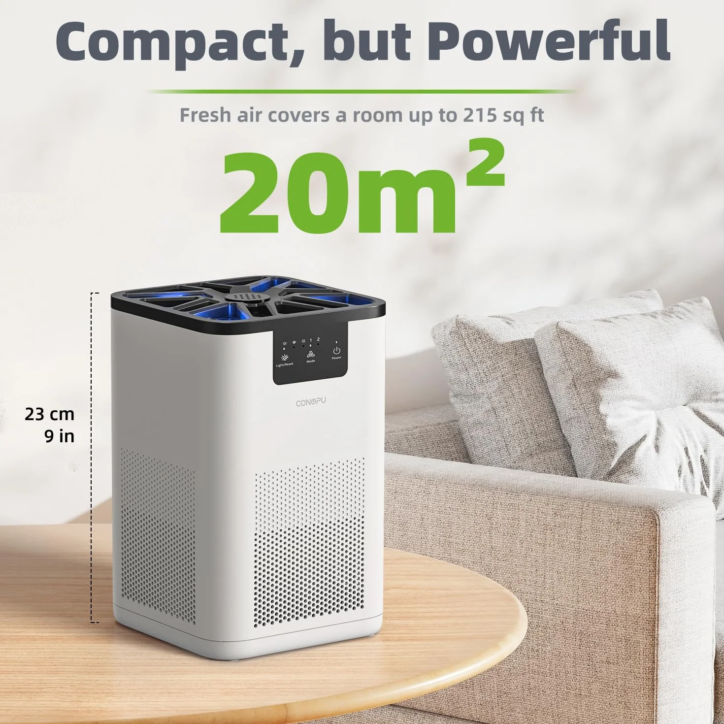 CONOPU Purificador de Aire con Filtro HEPA H13, Aromaterapia, Filtración 3 Etapas, Luz Nocturna