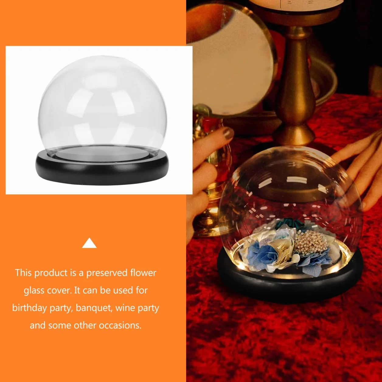 Juego De Cúpula De Cristal Transparente Con Base De Luz LED