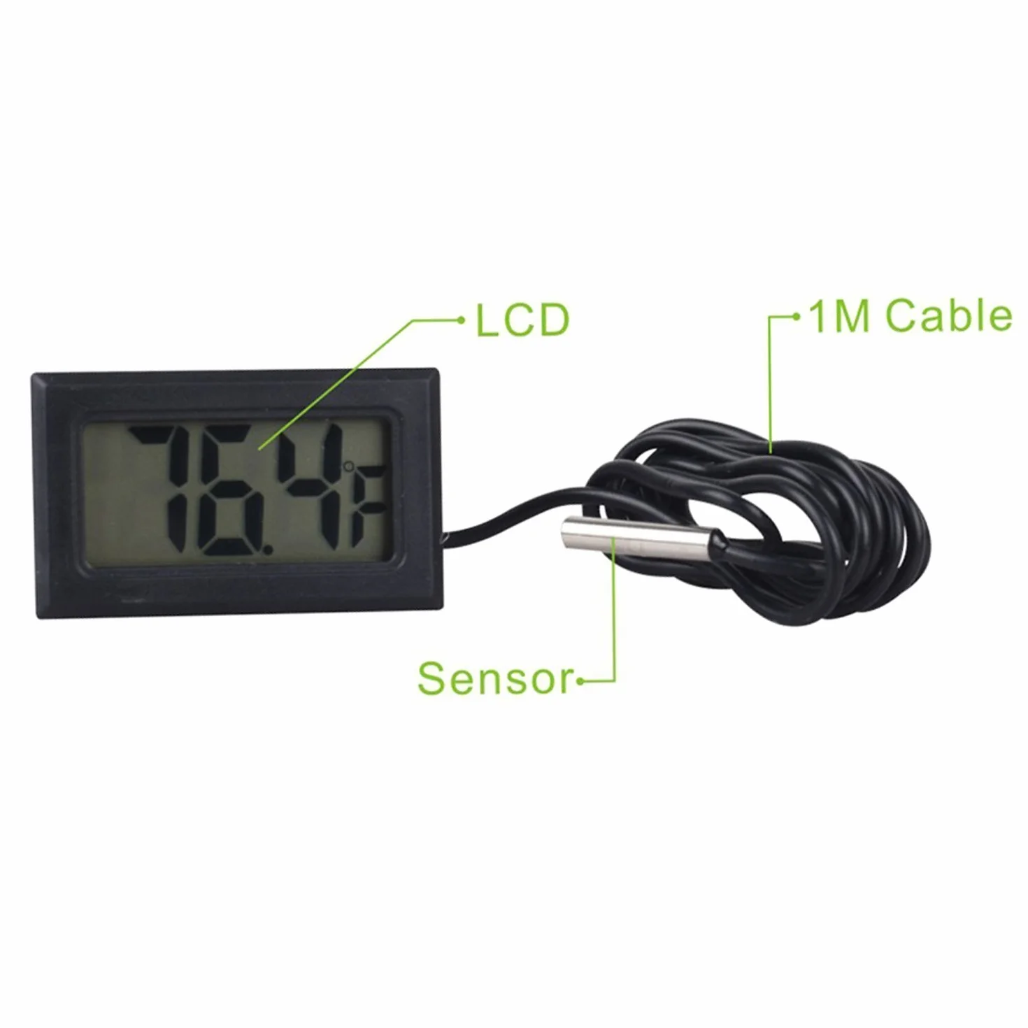 ARCELI Digital LCD Thermometer Control de temperatura con sonda externa para refrigerador Aquarium - Negro