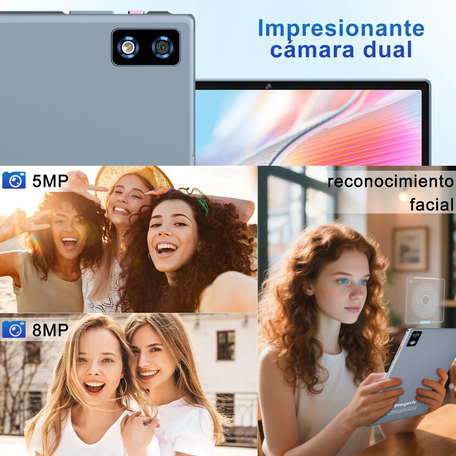 Tablet 10 Pulgadas Android 15 Gemini AI 30GB RAM 128GB ROM Octa-Core 2.0GHz 8000mAh 5G WiFi 6 BT 5.0 con Teclado y Ratón Gris