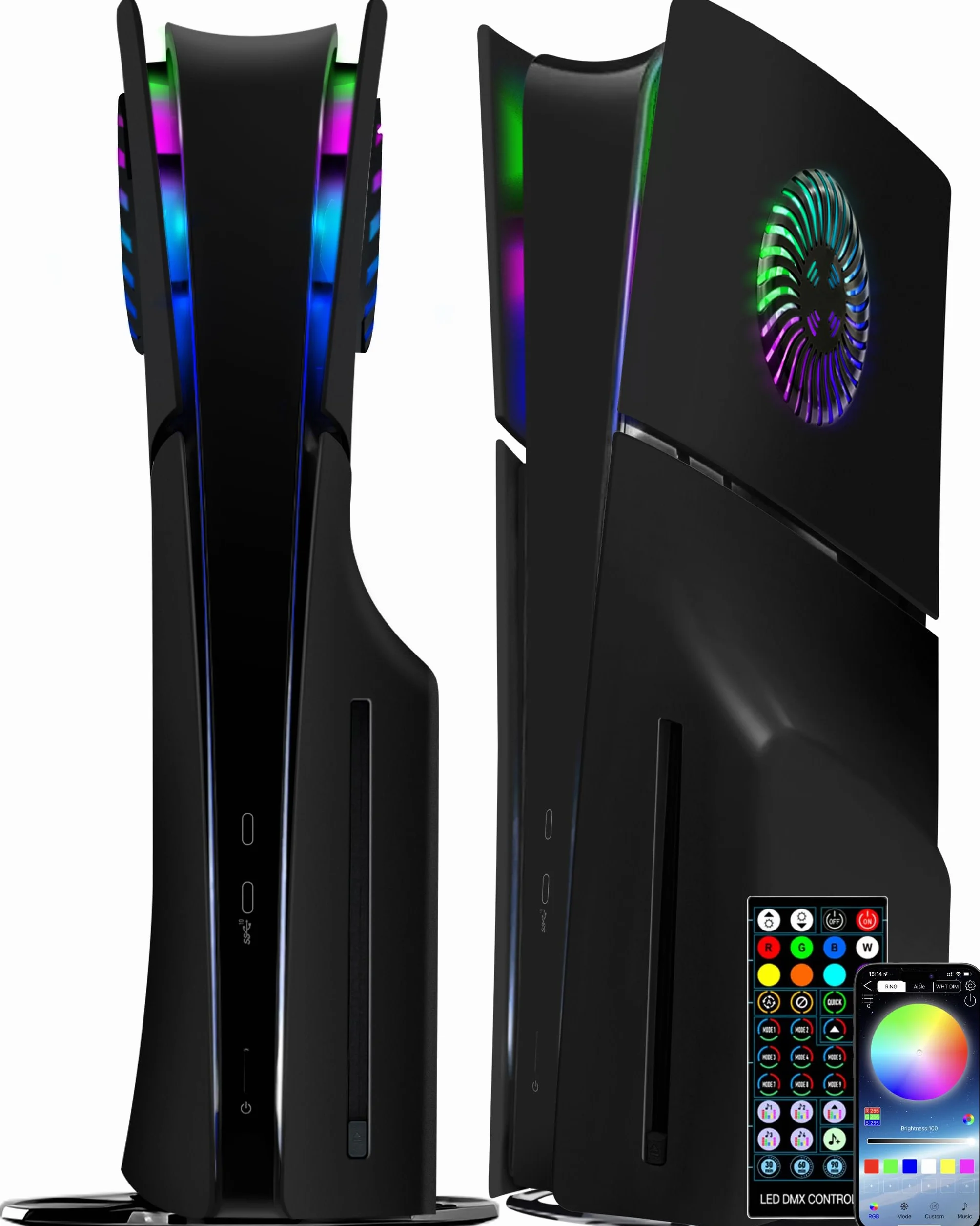Joso Panel frontal para PS5 Slim Disc Edition, resistente a los arañazos, a prueba de polvo, funda de repuesto con anillo RGB, cubierta para PS5 Slim (CD-ROM) y placas para PS5 Slim accesorios, color