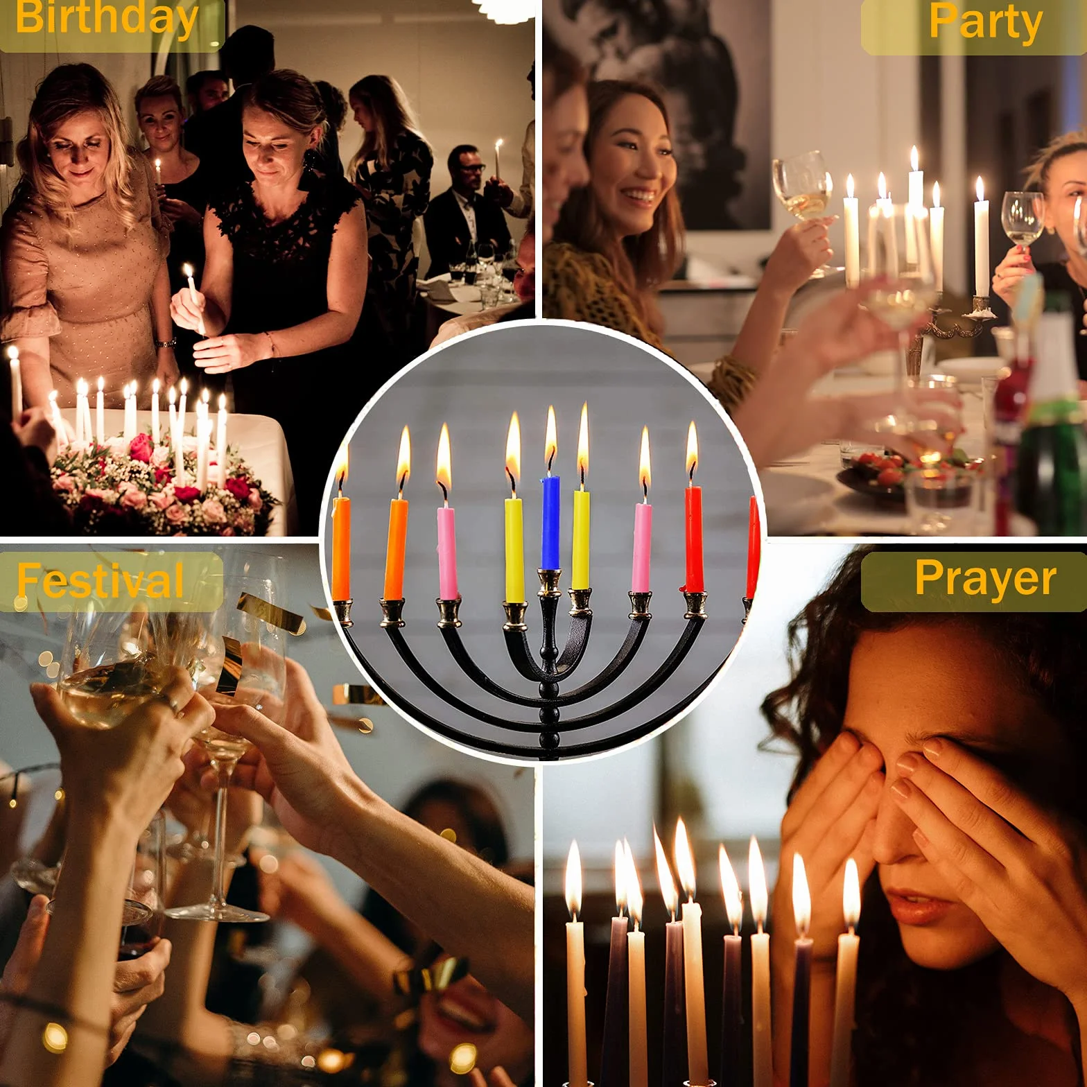 Velas sin Goteo de 100 Piezas, Colores Surtidos, Cera de Soja Natural, 4 Pulgadas, para Magia y Rituales