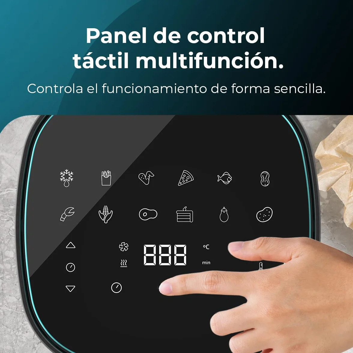 Cecotec Freidora de Aire sin Aceite 6,5L Cecofry Fantastik 6500 1700W PerfectCook 12 Modos Táctil 80-200ºC Negra