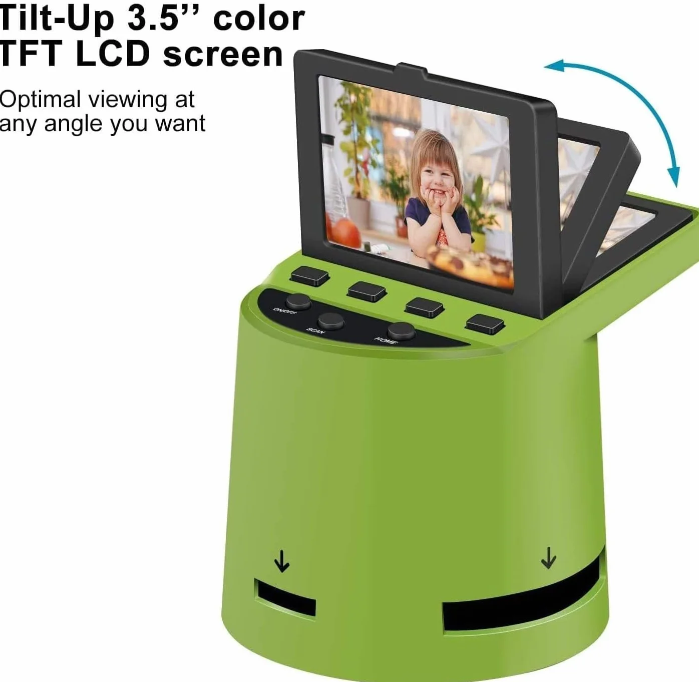 Digital Film Scanner, Escáner de Películas Negativos y Diapositivas a JPEG (35 mm, 126, 110, Super 8 y 8 mm), Pantalla LCD inclinable de 3,5", Se Conecta a Dispositivos móviles vía WiFi