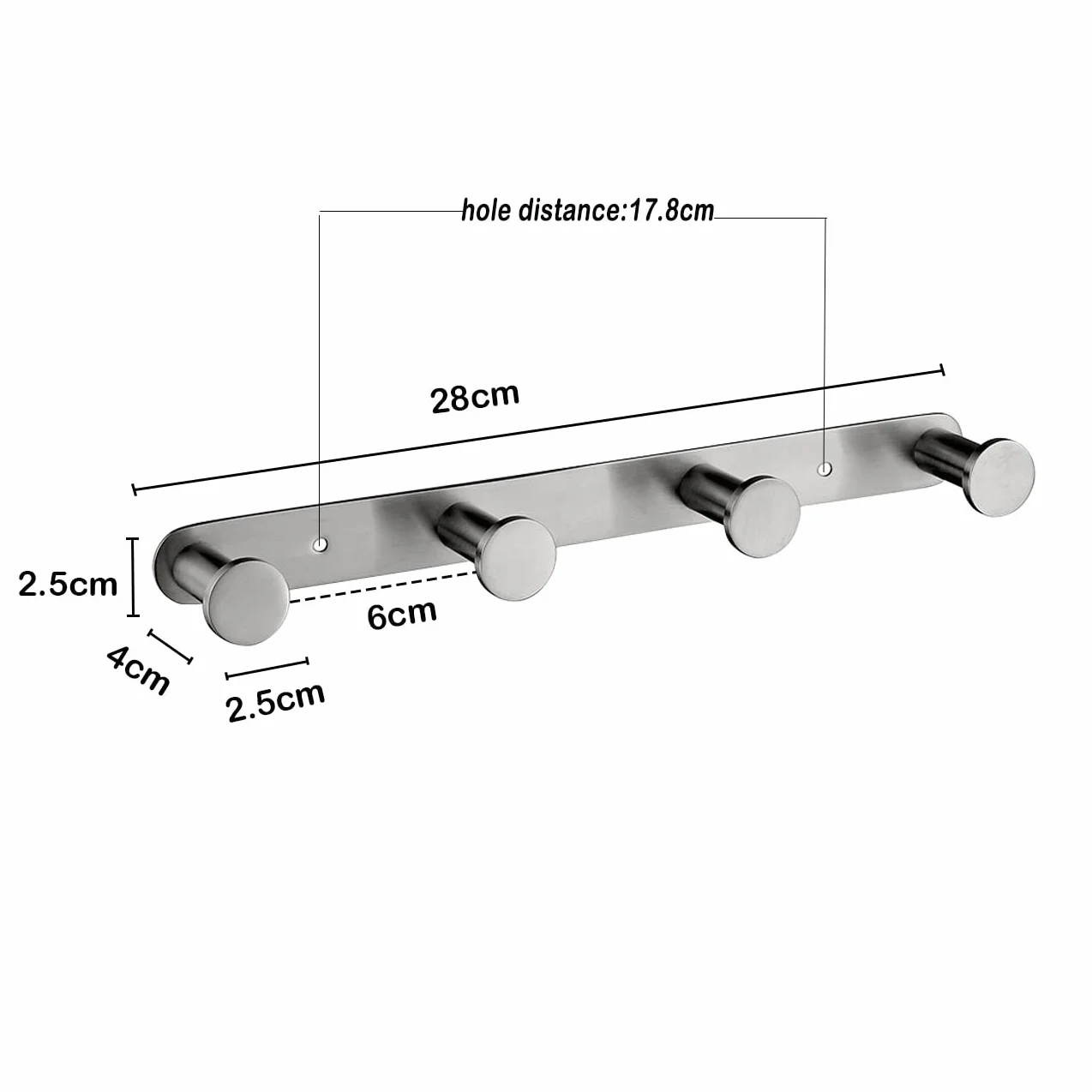 Ganchos Toalla Acero Inoxidable 304 Perchero Pared 4 Ganchos Baño Cocina
