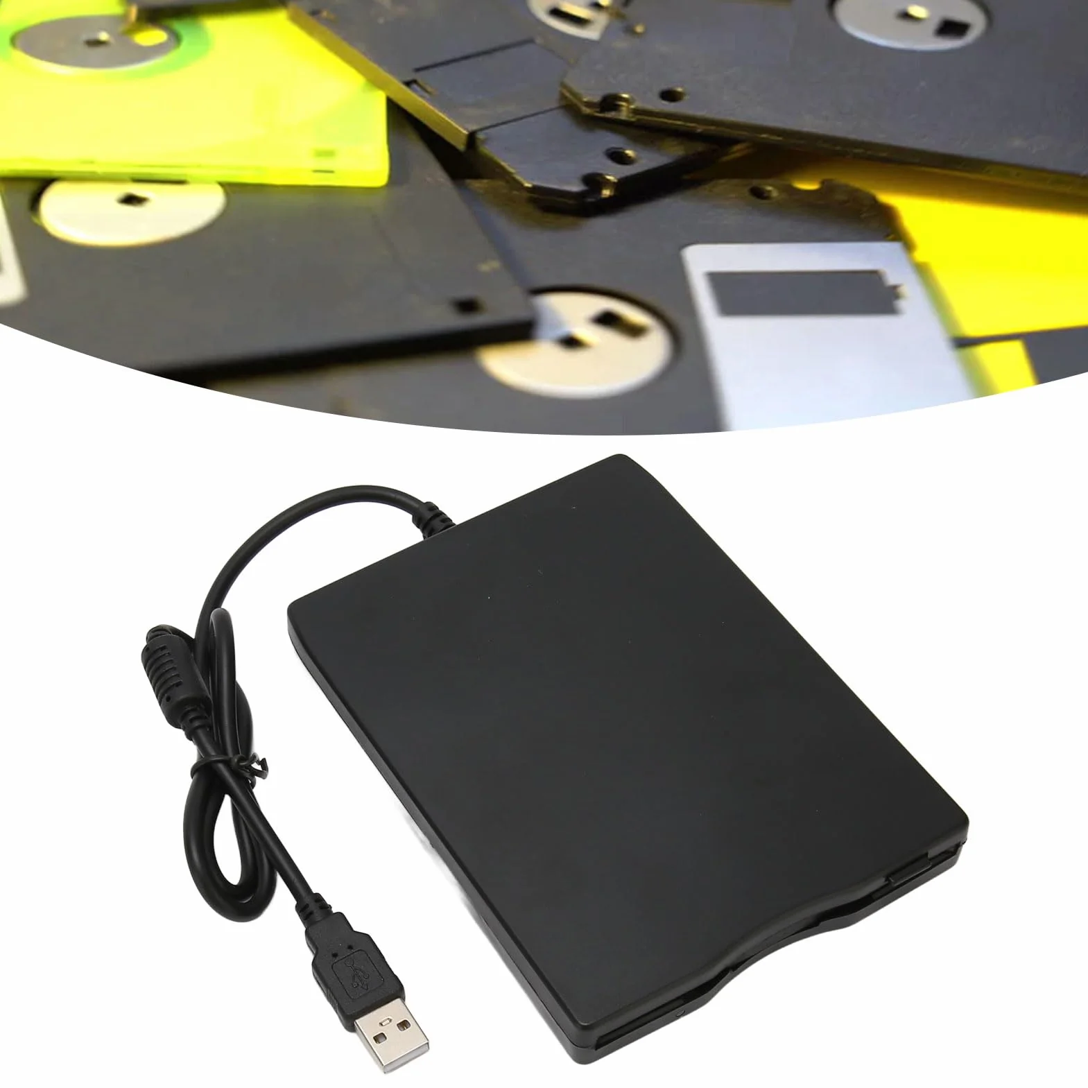 Ejoyous Lector de disquetes, unidad de disquete externa USB de 3.5 pulgadas, 1.44 MB/2 HD, compatible con XP Vista 2000/7/10