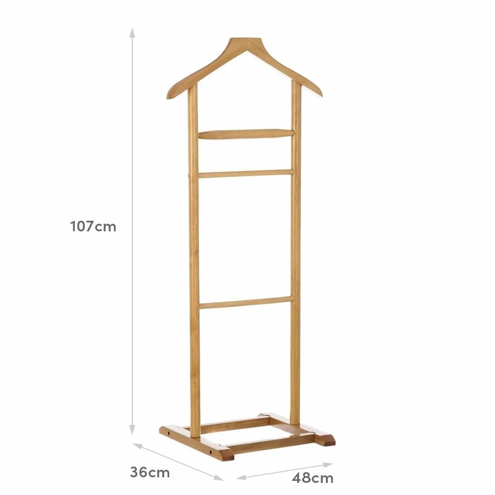 LOLAhome Perchero de pie madera álamo abedul 107 cm 3 barras colgar Beige