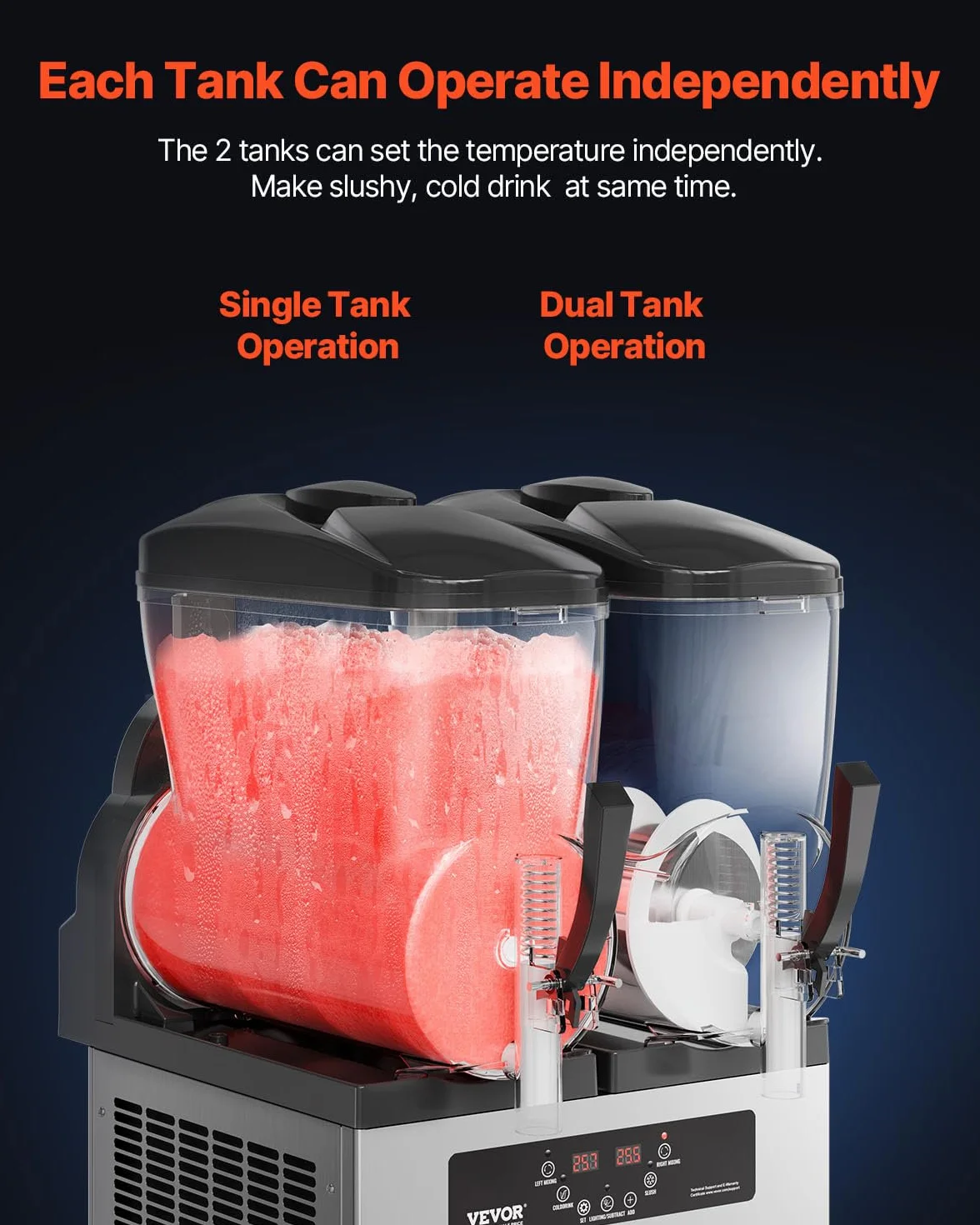 VEVOR Máquina de Granizados Comercial Tanque Doble 12 L x 2 Acero Inoxidable Batidos