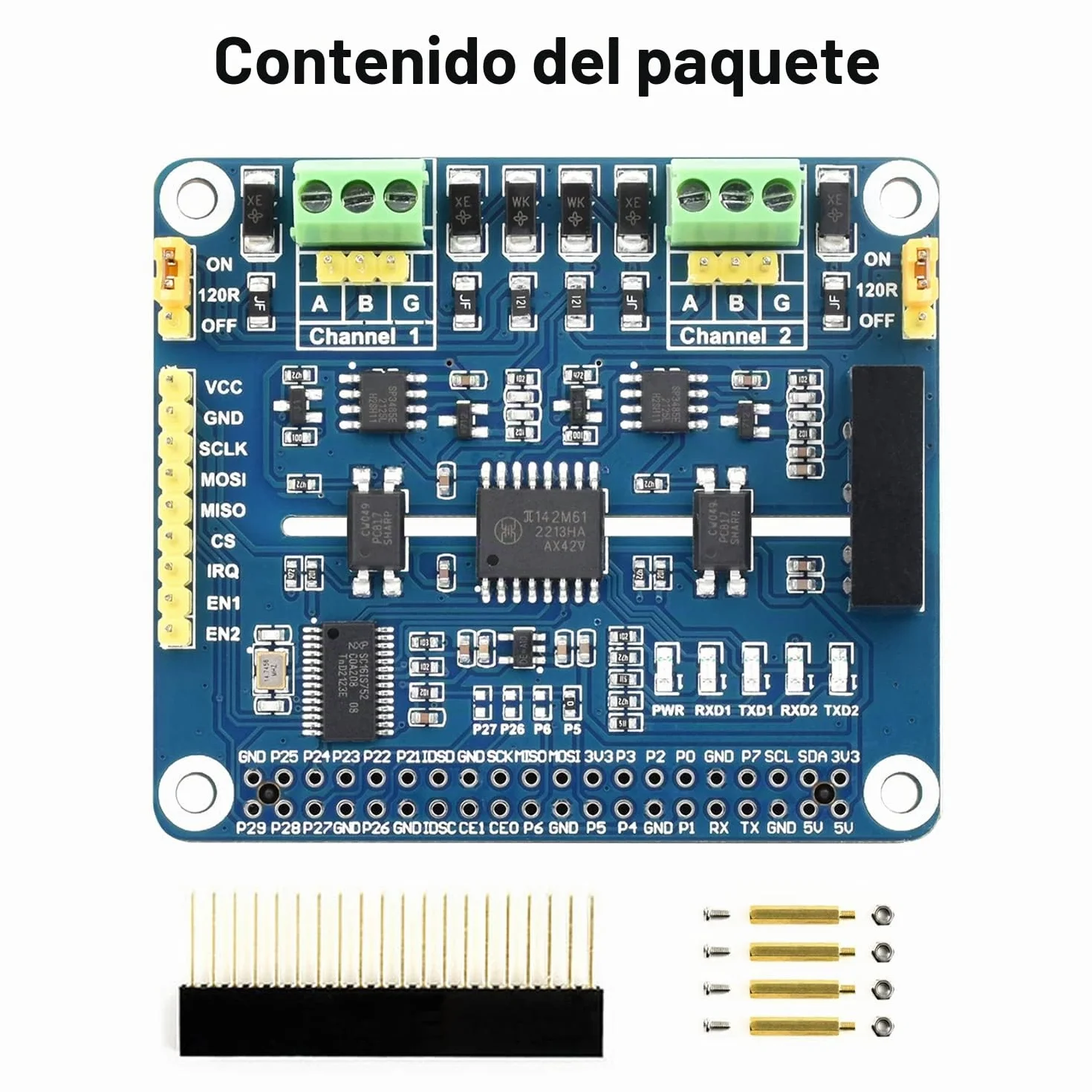 Waveshare 2-Channel Isolated RS485 Expansion Hat for Raspberry Pi SC16IS752+SP3485 Solution with Multi Onboard Protection Circuits