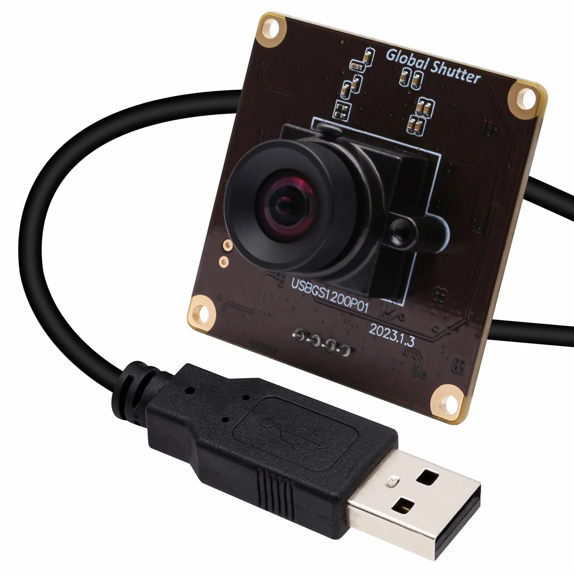 Svpro Global Shutter USB Cámara Board 90fps High Speed Webcam Módulo con objetivo M12 sin distorsiones, cámara lenta 1920 x 1200 2MP AR0234 UVC Módulo de cámara para ordenadores, portátiles