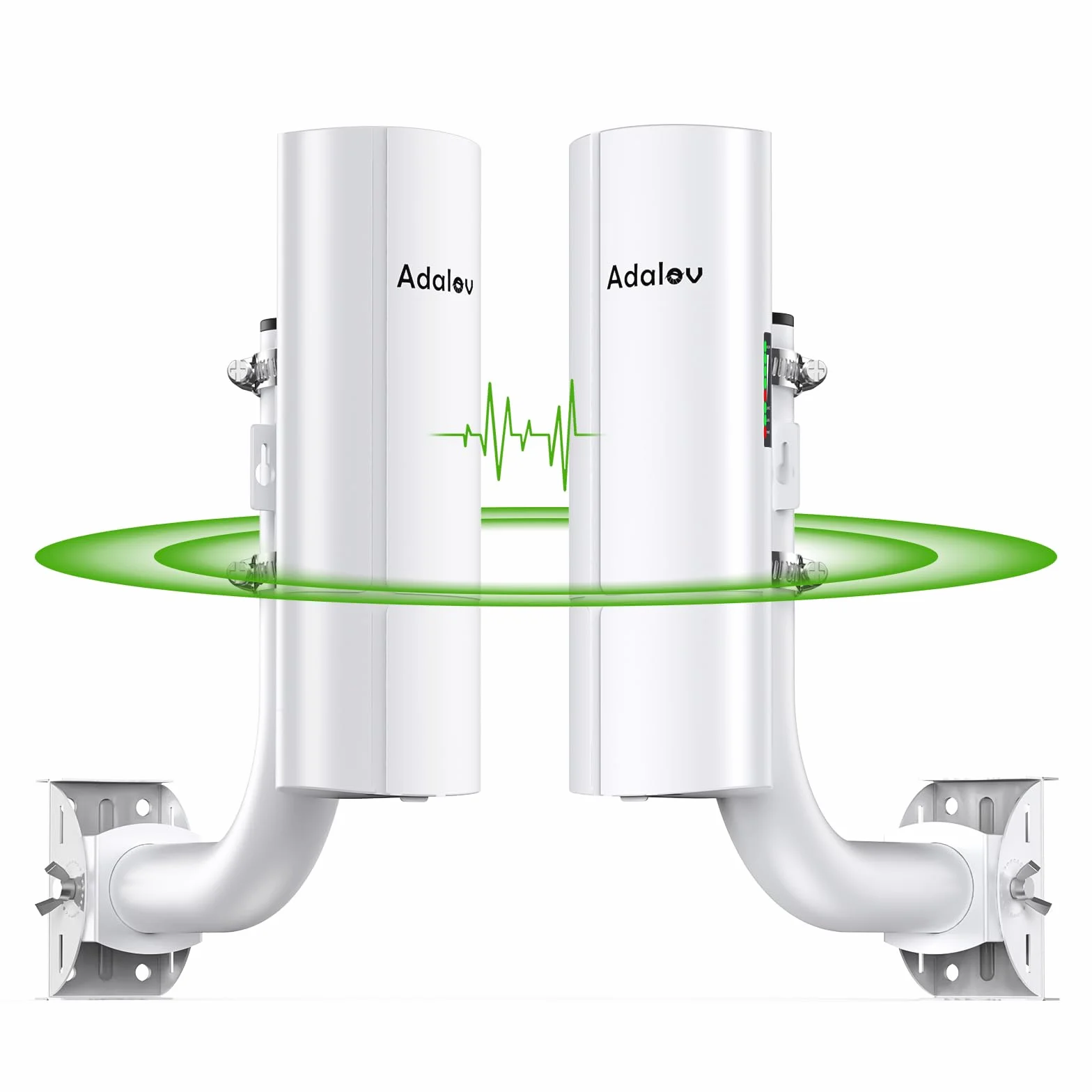 AdaLov CPE366 Puente Inalámbrico Exterior Gigabit 5.8GHz, Wireless Bridge Punto a Punto/Multipunto con Soporte, Plug and Play, Extensión de Red para CCTV/Cámaras/Jardín/Garaje/Taller, Impermeable, PoE