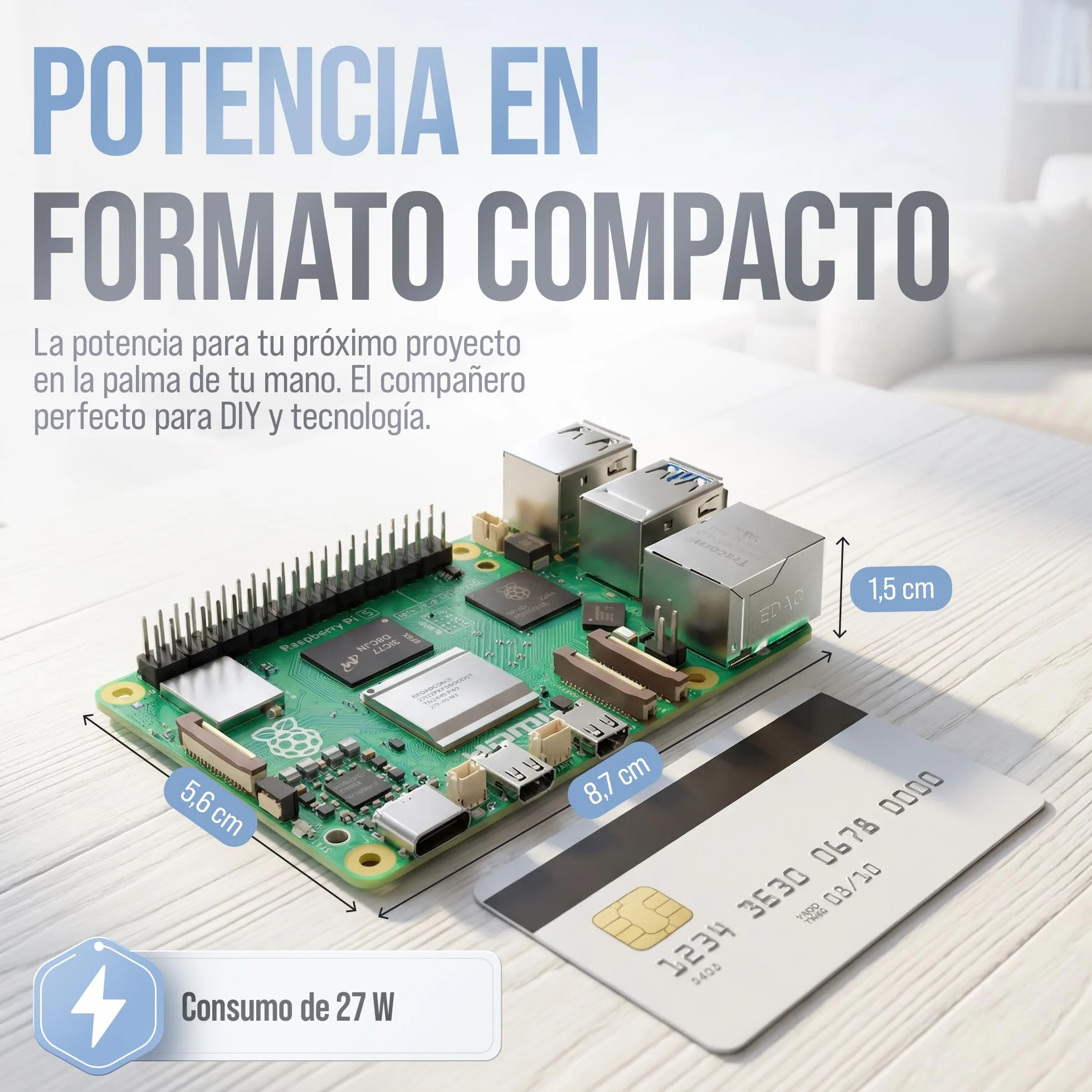 db-tronic Raspberry Pi 5 1 GB Starter Kit | Edición 64 GB | Alimentación 27 W | Carcasa con Ventilador | Micro HDMI 4K | Disipador | Ideal para Home Assistant y el Smart Home