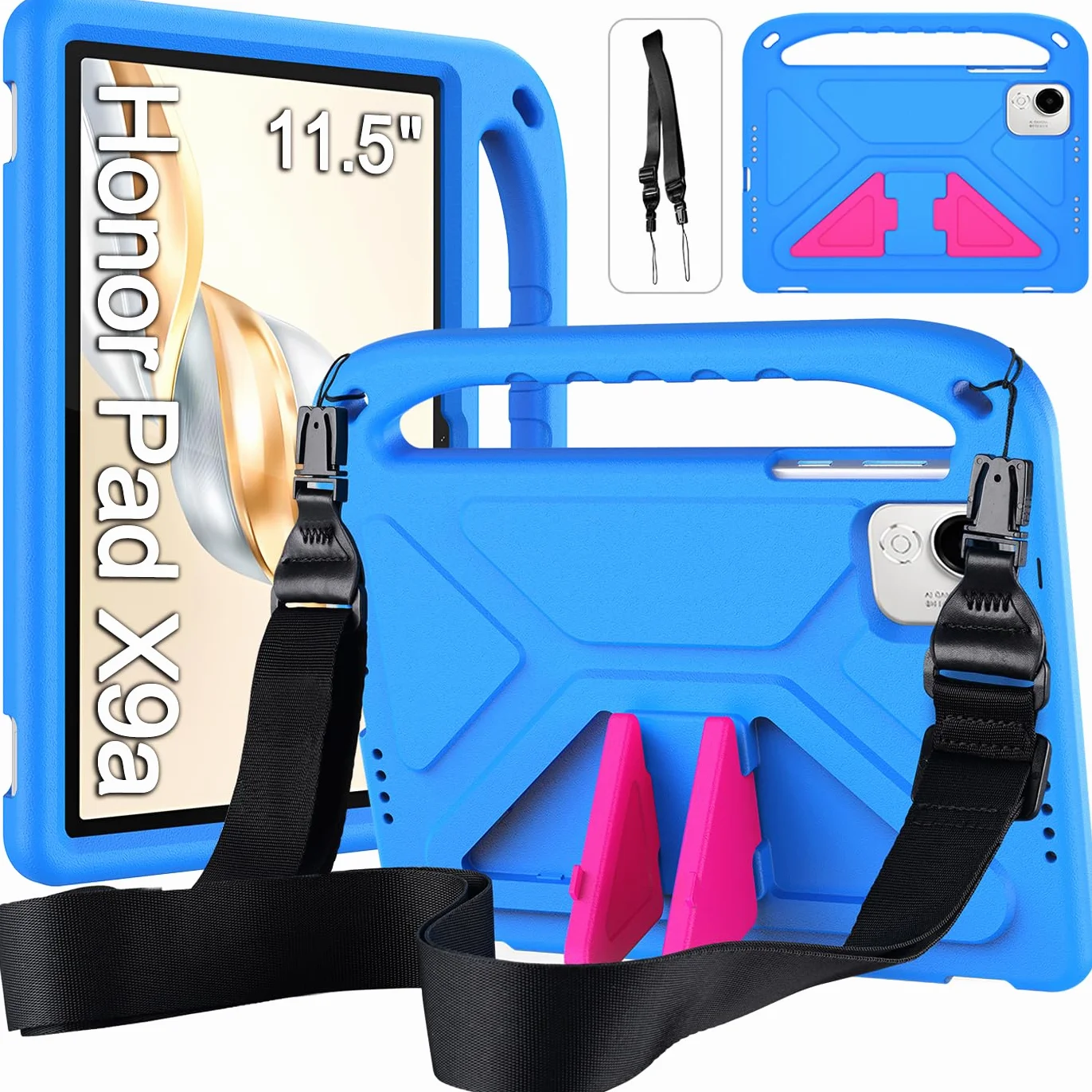 Funda Infantil para Honor Pad X9a 11.5 Pulgadas 2025, Carcasa Antigolpes con Asa y Correa, Azul