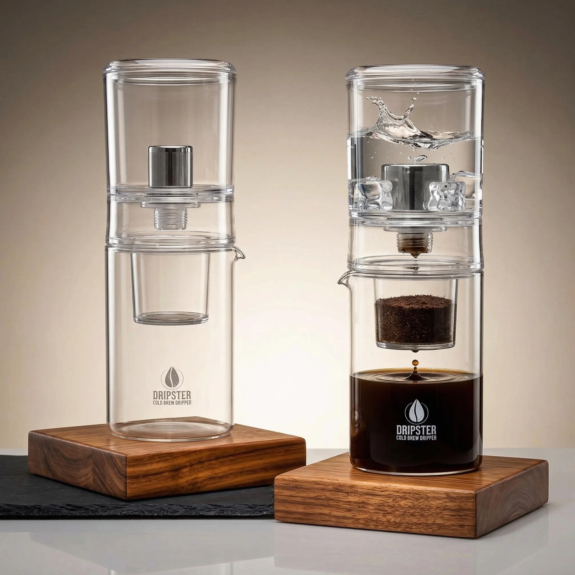 DRIPSTER 2 en 1 Cold Brew Dripper 4 tazas 600 ml cafetera de émbolo café té extracción en frío