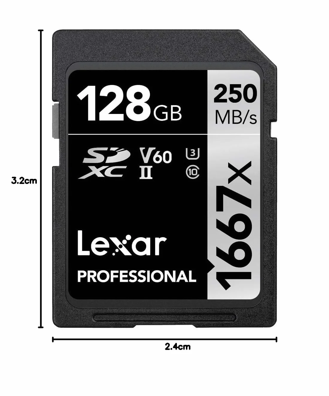 Lexar Professional 1667x Tarjeta de memoria SD 128GB, SDXC UHS-II, Hasta 250 MB/s de Lectura, Clase 10, U3, V60, SD para fotógrafo profesional, camarógrafo, entusiasta (LSD128CB1667)