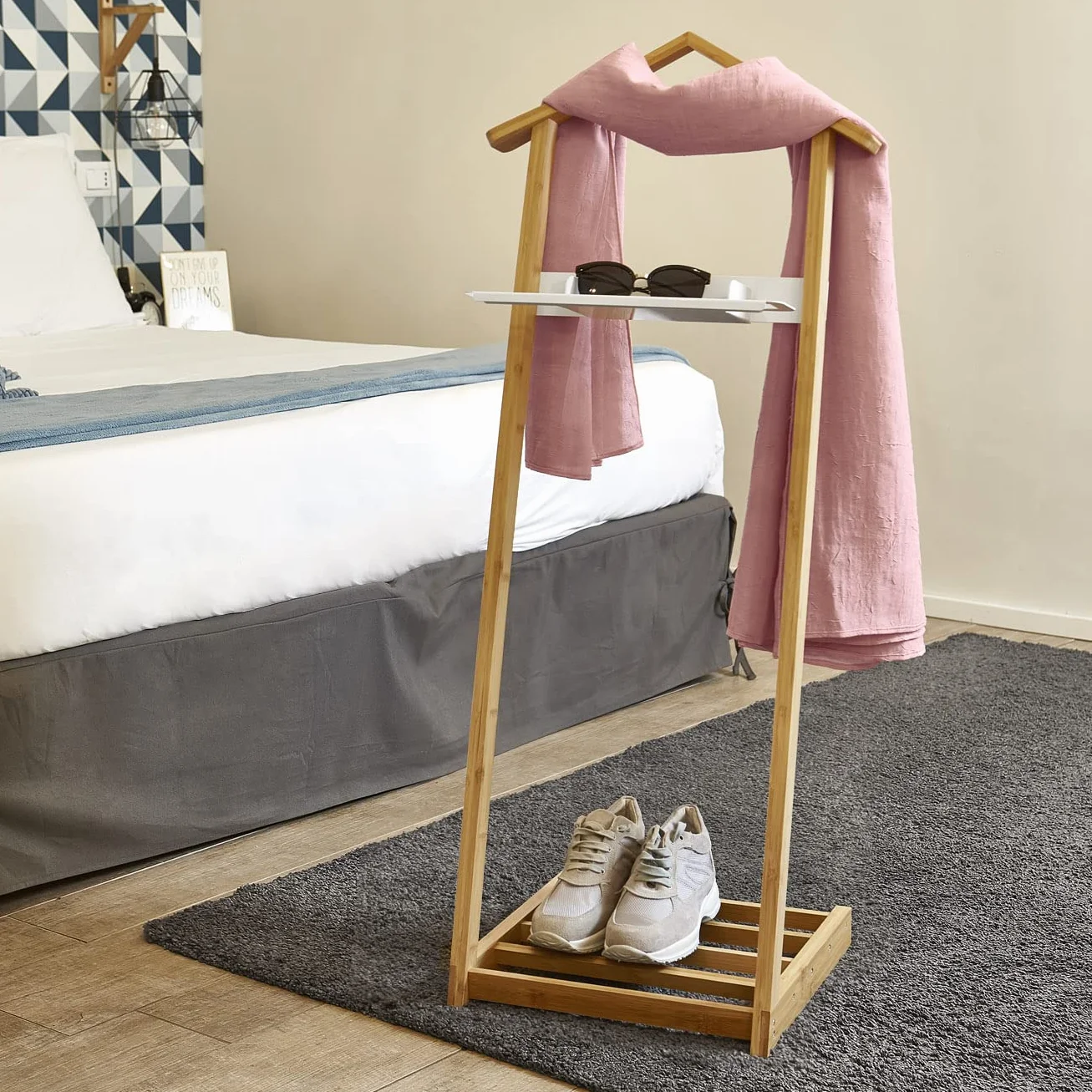 Domo Living Galan de Noche Bambu con Repisa para Zapatos 43.5x34x102 cm Multicolor
