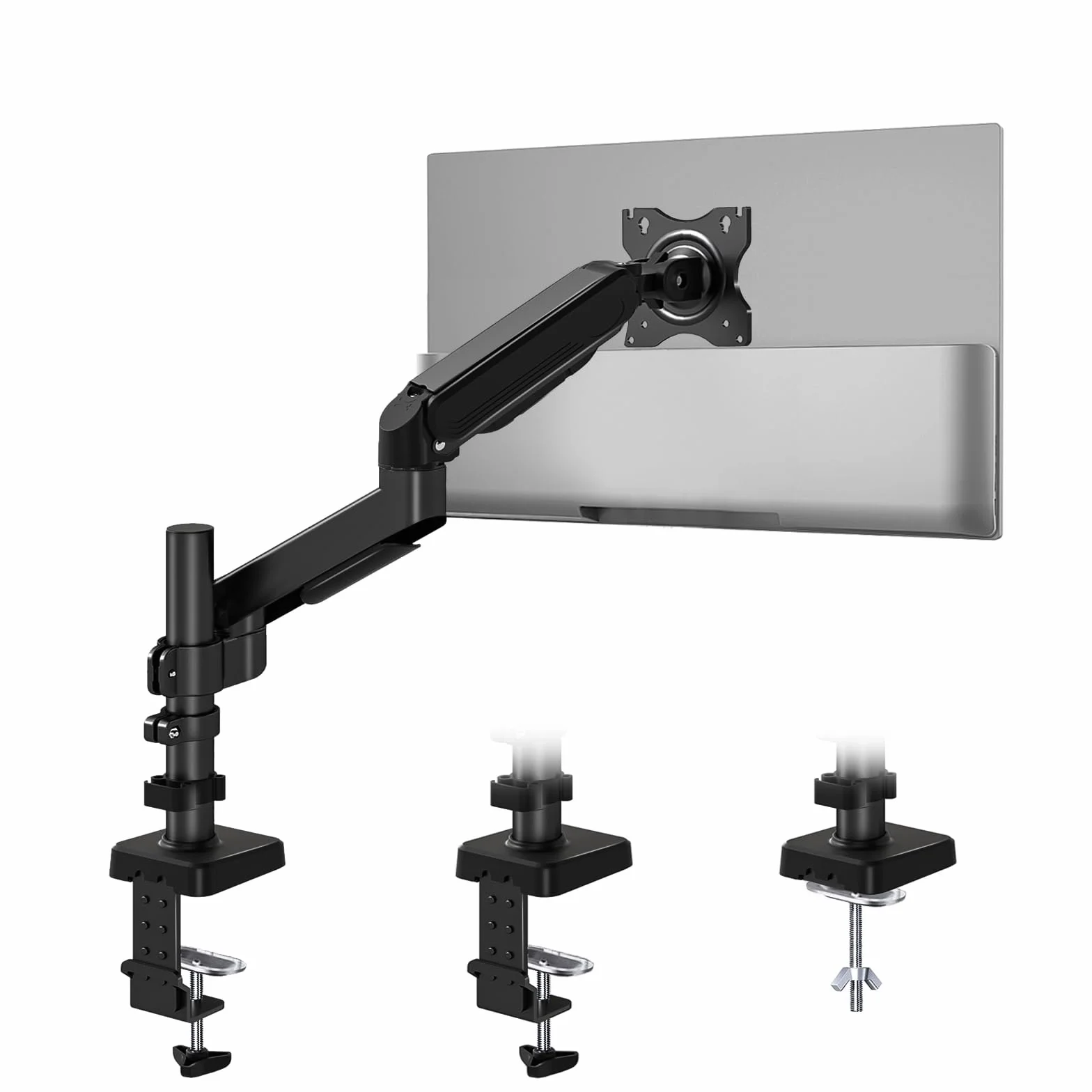 TVON Brazo para Monitor de Escritorio con Muelle de Gas, Altura Ajustable Soporte Monitor, 17-32 Pulgadas, Sostiene hasta 9 kg, Inclinación Giro Rotación, VESA 75/100 mm