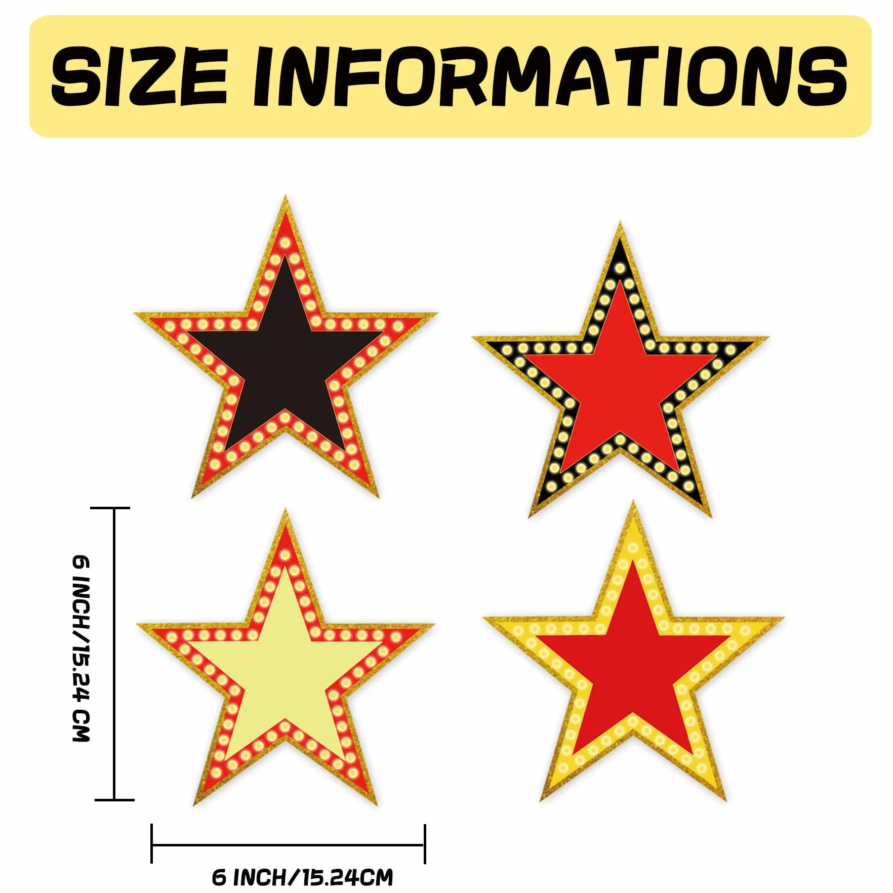 Recortes de cartón estrella de cine 80 piezas 15,2 cm decoración fiestas