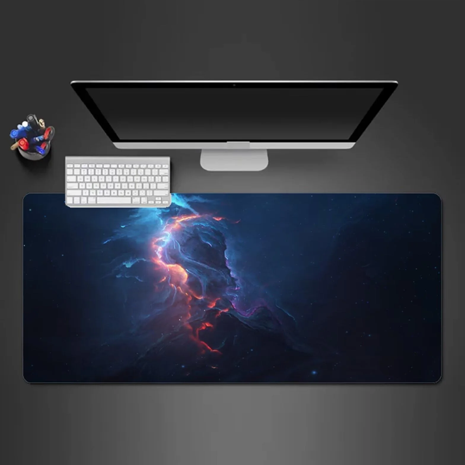 Alfombrilla Raton Gaming XXL 1200x600x2cm Alfombrilla de Ratón Grande Alfombrilla Gaming de Escritorio con Base Antideslizante para Gamers PC y Portátil (Azul Abstracto)