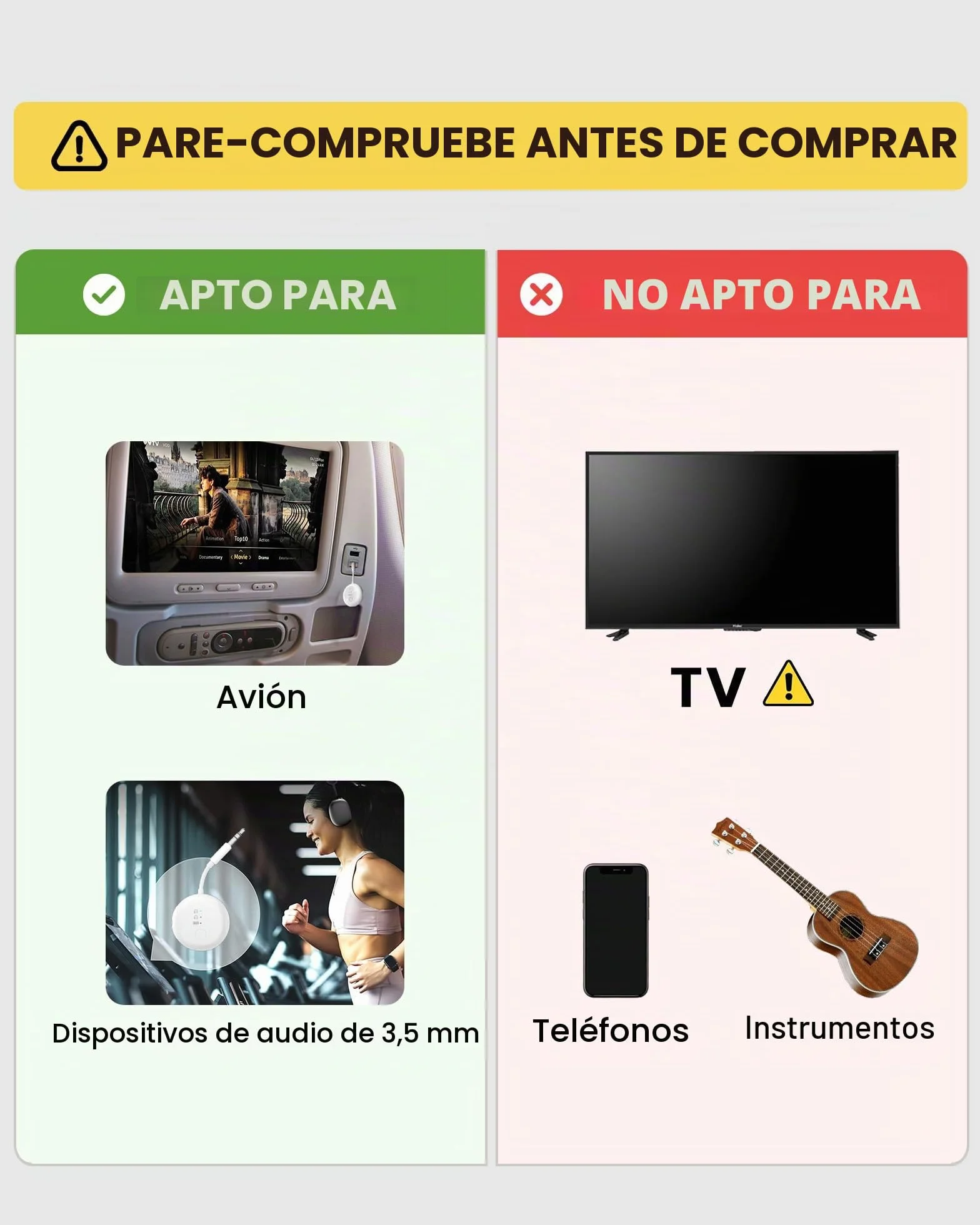 Avantree SoundJet R1 – Adaptador Bluetooth Avión para Auriculares & AirPods, aptX Adaptive, Qualcomm Chipset, 20h de reproducción, Transmisor de Audio Inalámbrico para Viajes - Negro Metálico