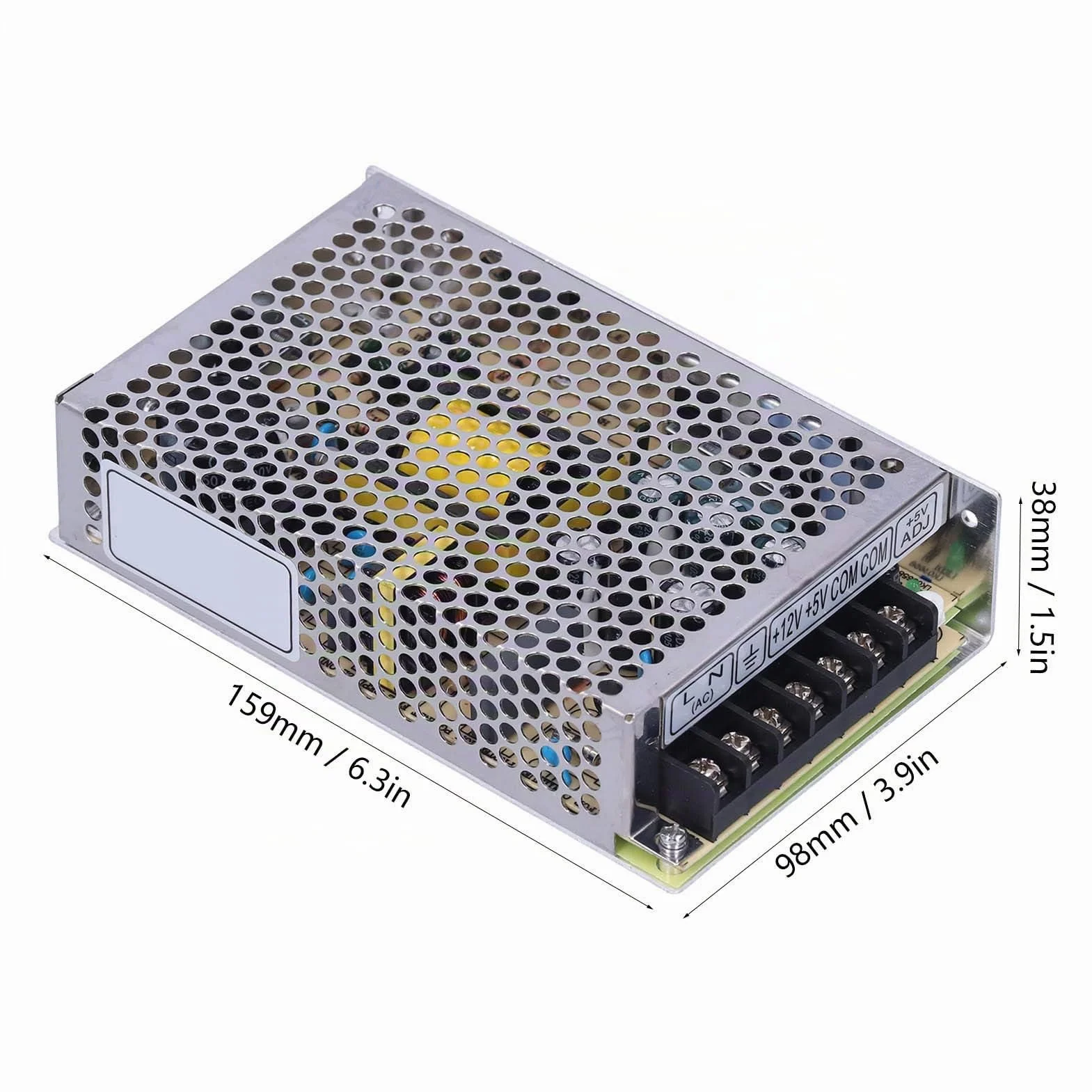 Fuente Alimentacion Conmutada 60W Regulada Salida Dual 5V 4A 12V 3A Transformador CC Aluminio para Tira LED Proyectos Electronicos Computadora