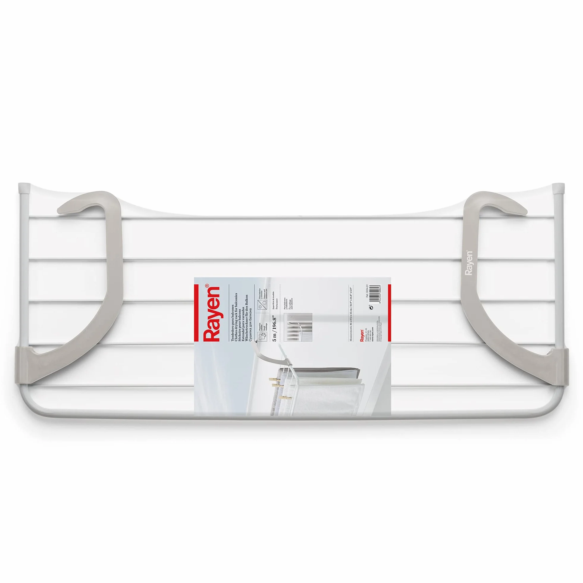 Rayen Tendedero para Balcones 5 m Interior Exterior 81x37.5x15 cm Blanco Gris