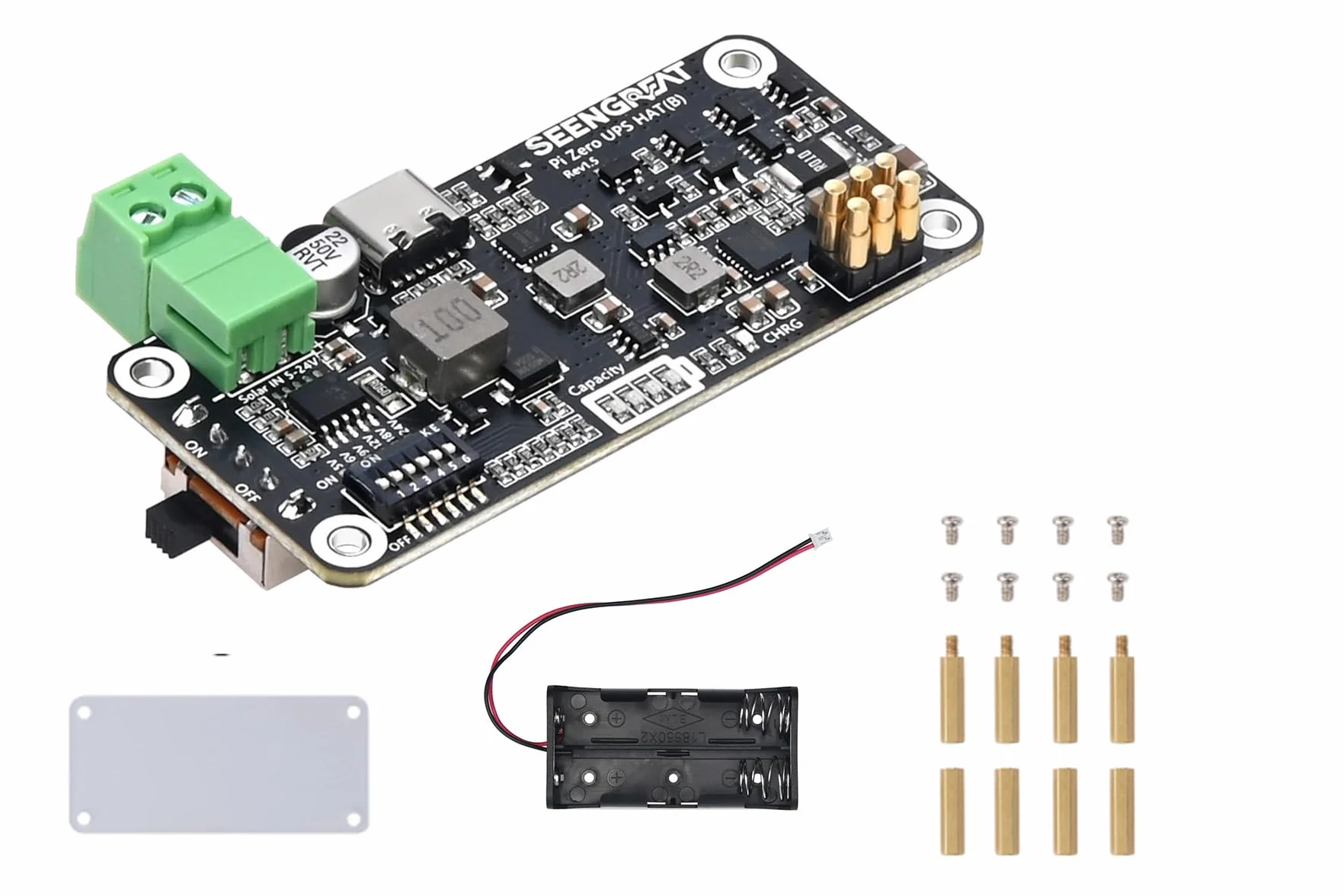 UPS Hat (B) for Raspberry Pi Zero, Solar Input 5V~24V, MPPT Charging, 5V Regulated Output, Smart Ba-ttery Management, Uninterruptible Power Supply for Raspberry Pi Zero Projects