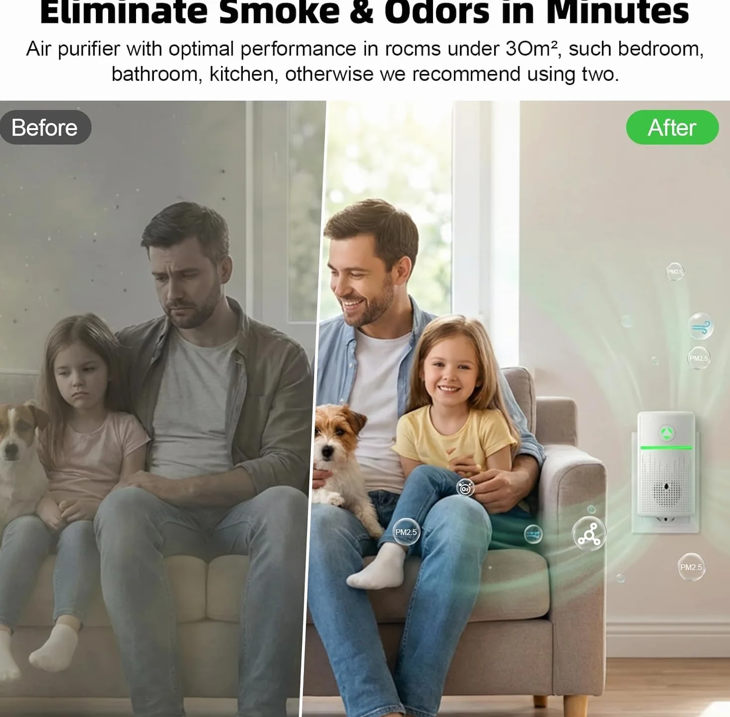 Purificador de aire ionizador mini para hogar, dormitorio, oficina y cocina