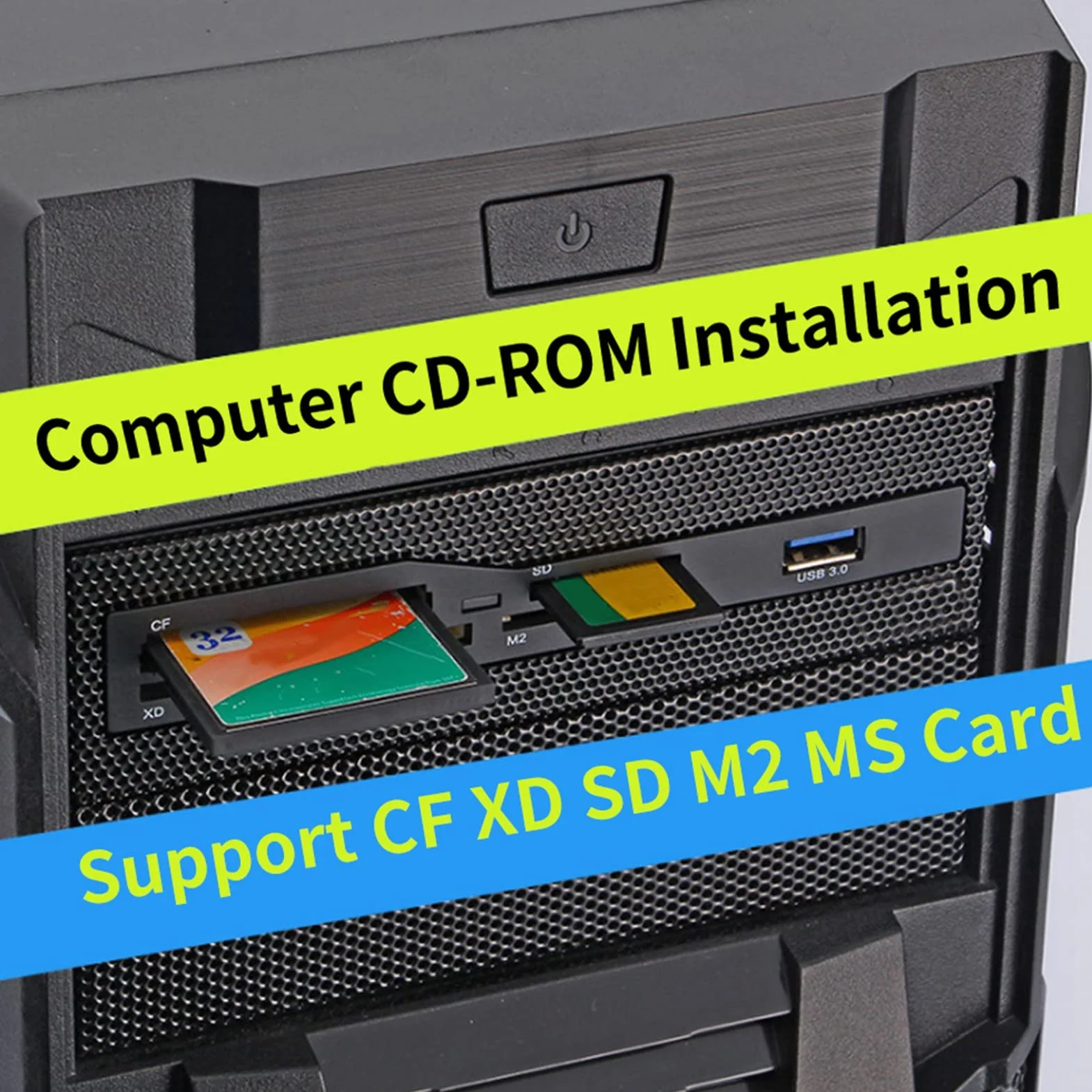 KIMISS Lector de Tarjetas Interno para PC, Panel Frontal con Puerto USB 3.0, Compatible con M2/SD/MS/XD/CF/TF, conexión rápida y versátil