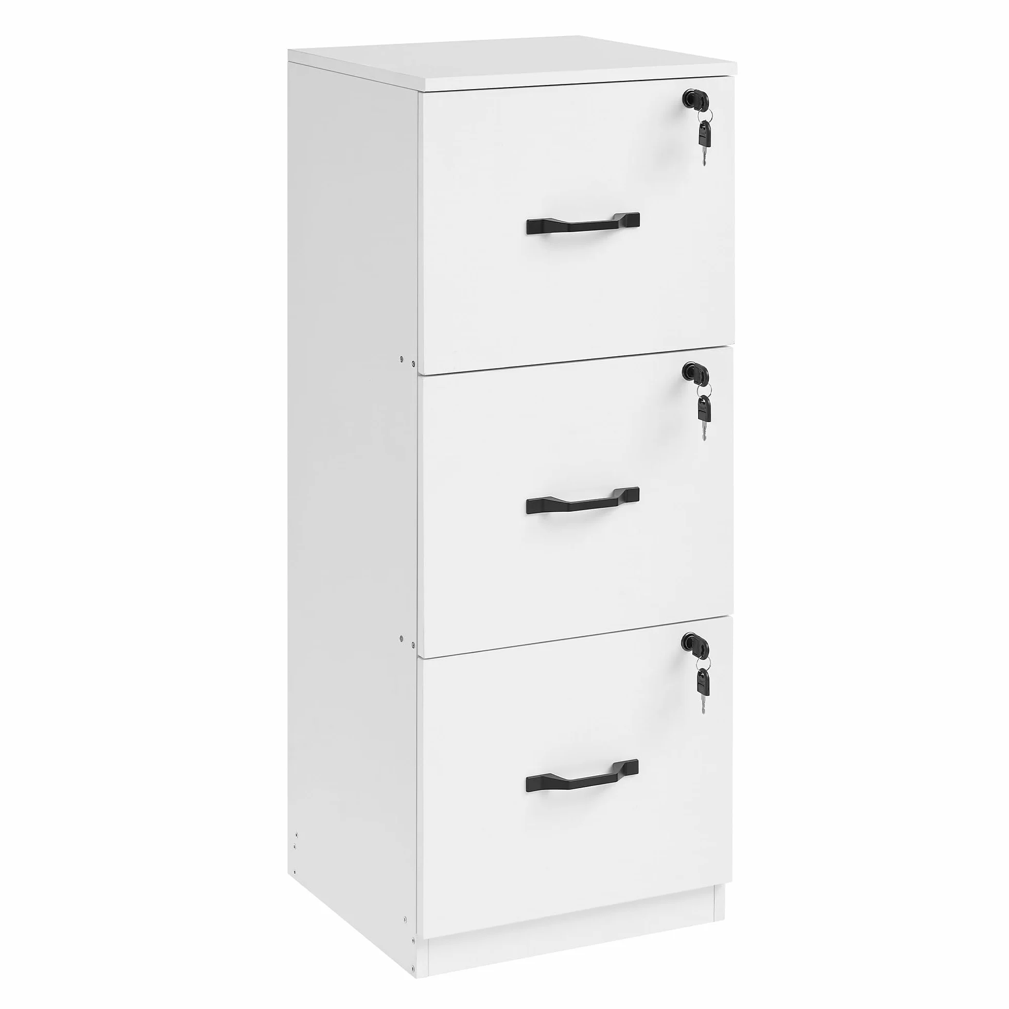 VASAGLE Armario de Oficina Archivador con 3 Cajones Bloqueables para Formato A4, Blanco Nube OFC055W14