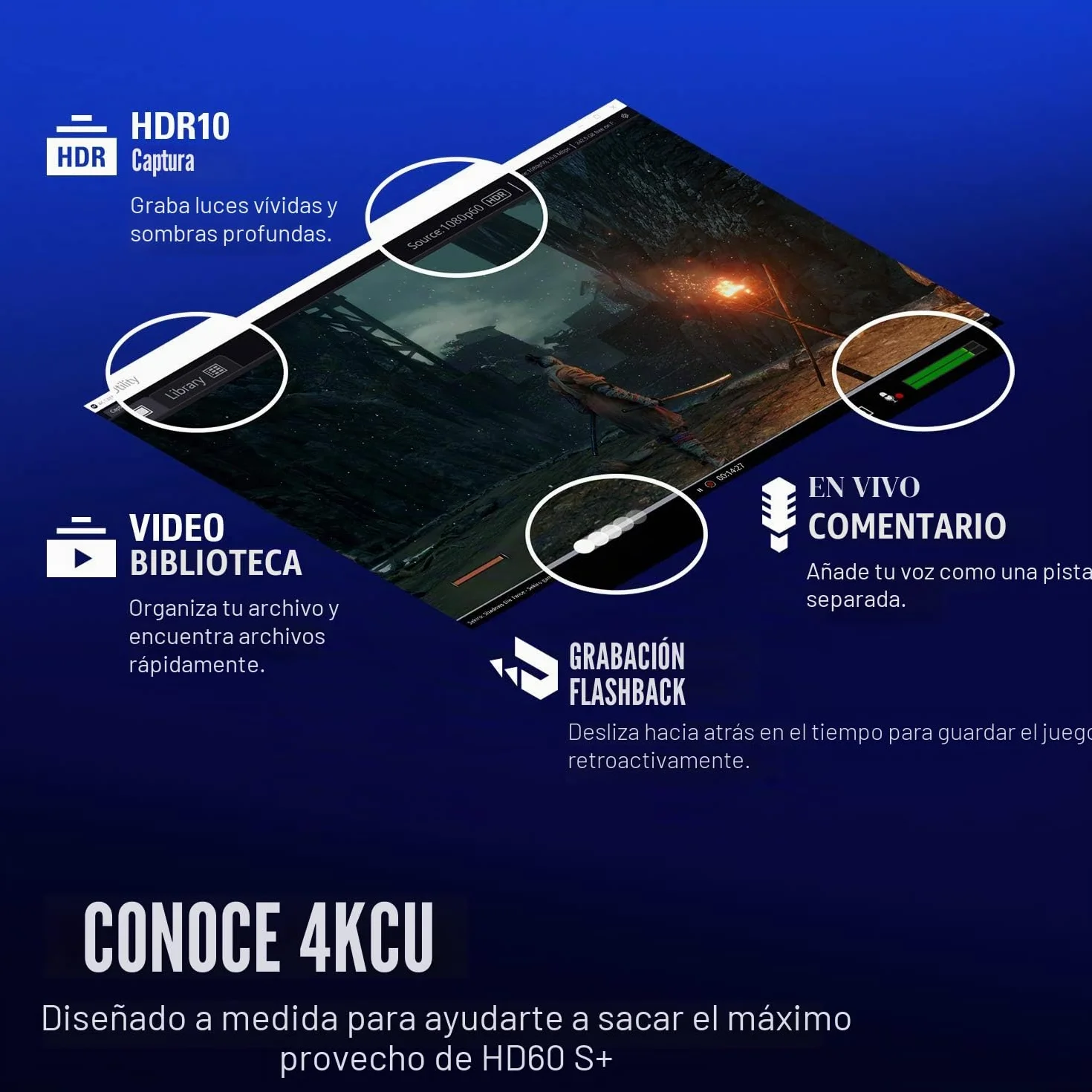 Elgato HD60 S+, capturadora externa, streaming y grabación a 1080p60 HDR10 o 4K60 HDR10 con latencia ultrabaja en PS5, PS4/Pro, Xbox Series X/S, Xbox One X/S, en OBS y otros, funciona con PC y Mac