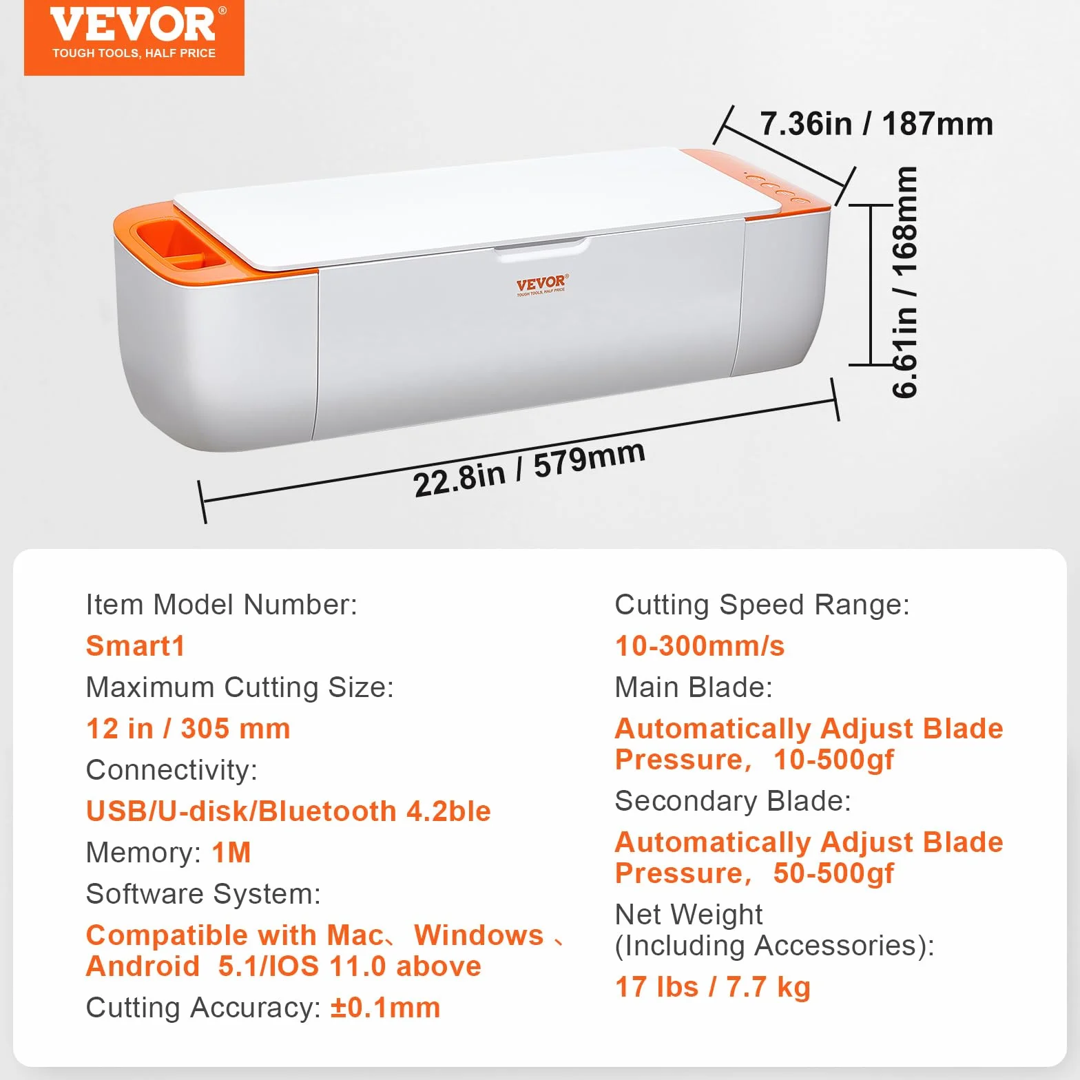 VEVOR Corte de Vinilo, Plotter de Corte con Conectividad Bluetooth, Compatible con iOS, Android, Windows y Mac, Diseños Enormes Incluidos, para Crear Tarjetas Personalizadas, Decoración del Hogar