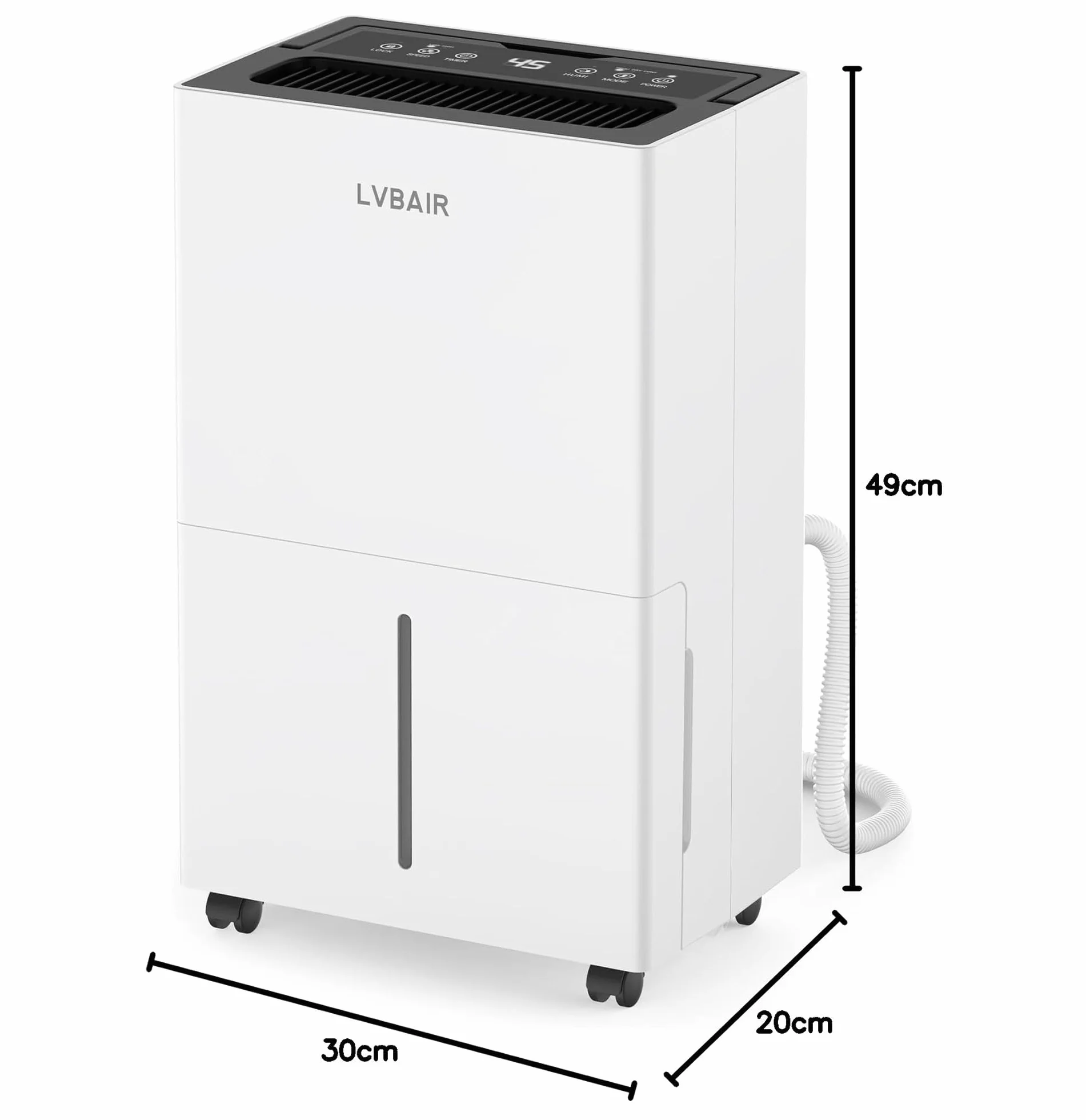 Deshumidificador eléctrico 20 l/día, portátil, 3 modos, control inteligente de humedad