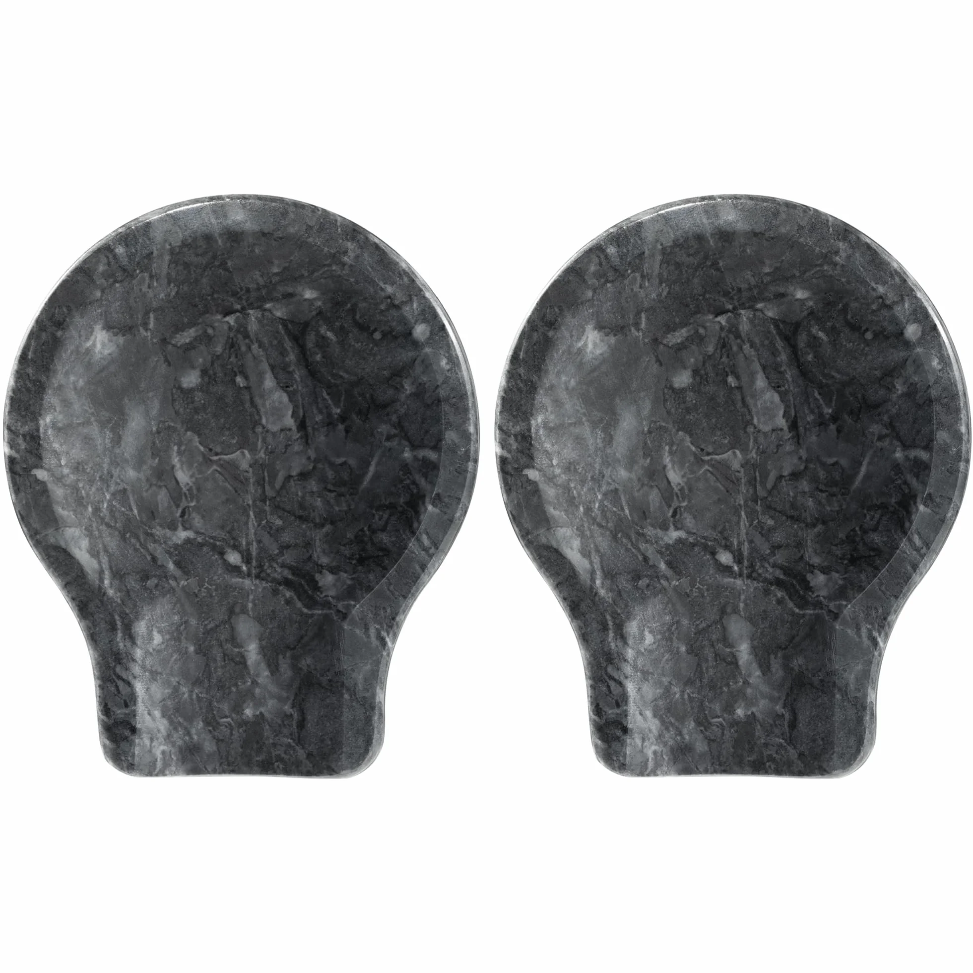 Navaris Set de 2 Posa Cucharas de Mármol Resistente al Calor con Base Antideslizante de Silicona - Negro