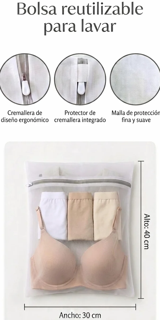 Bolsa Lavadora Zapatillas Reutilizables con Cremallera 2 Piezas + Bolsa Lavadora Prendas Delicadas