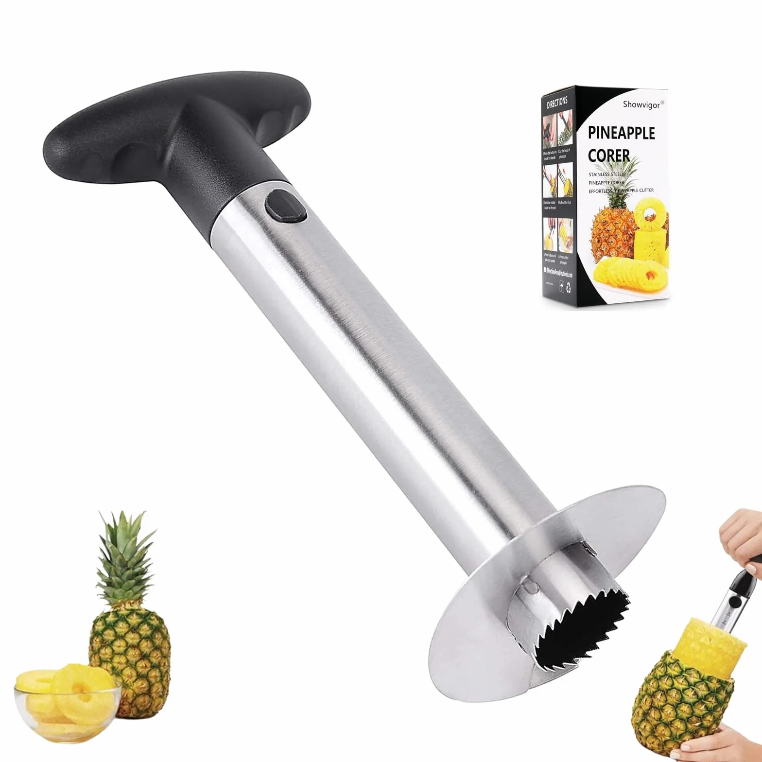 Cortador de Piña de Acero Inoxidable para Anillos Frutas Pelador Descorazonador