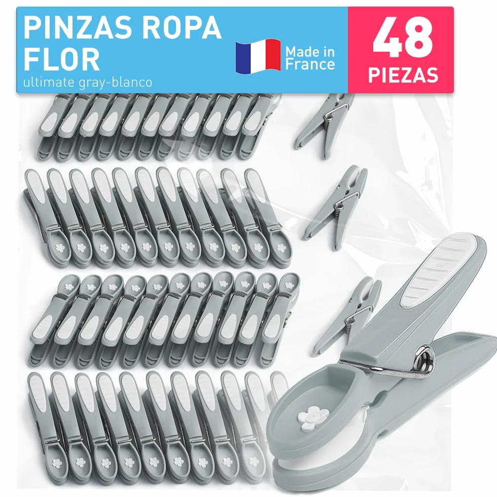 Culiclean Pinzas Ropa Fuertes 48 Pinzas Plástico Resistente BPA-Free Fabricado en Francia