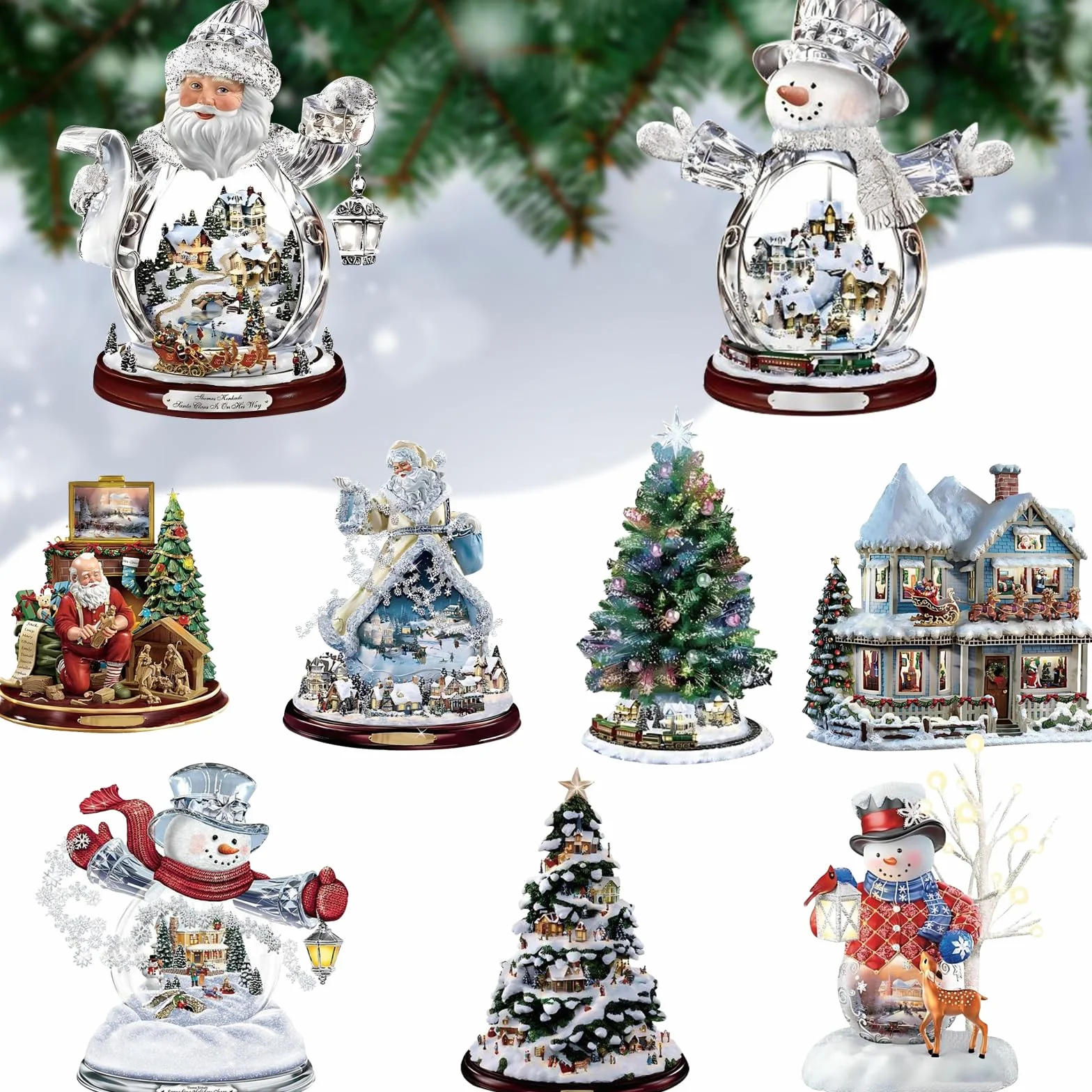 Adornos de Navidad 9 piezas Papá Noel muñeco de nieve reno colgantes para árbol
