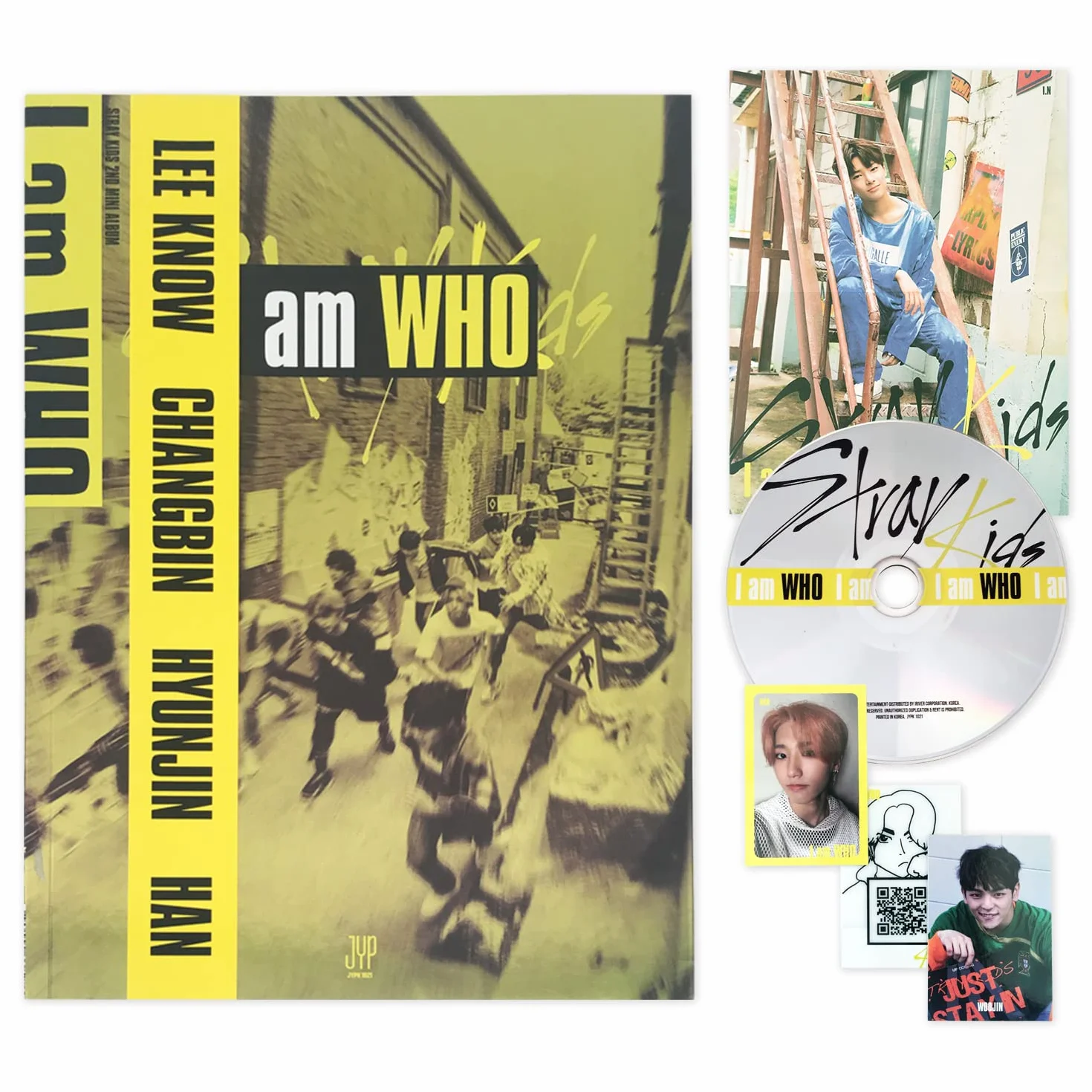 STRAY KIDS 2nd Mini Album I am WHO WHO Ver. Photobook CD-R QR Photocards Lyrics Poster Pin Badges